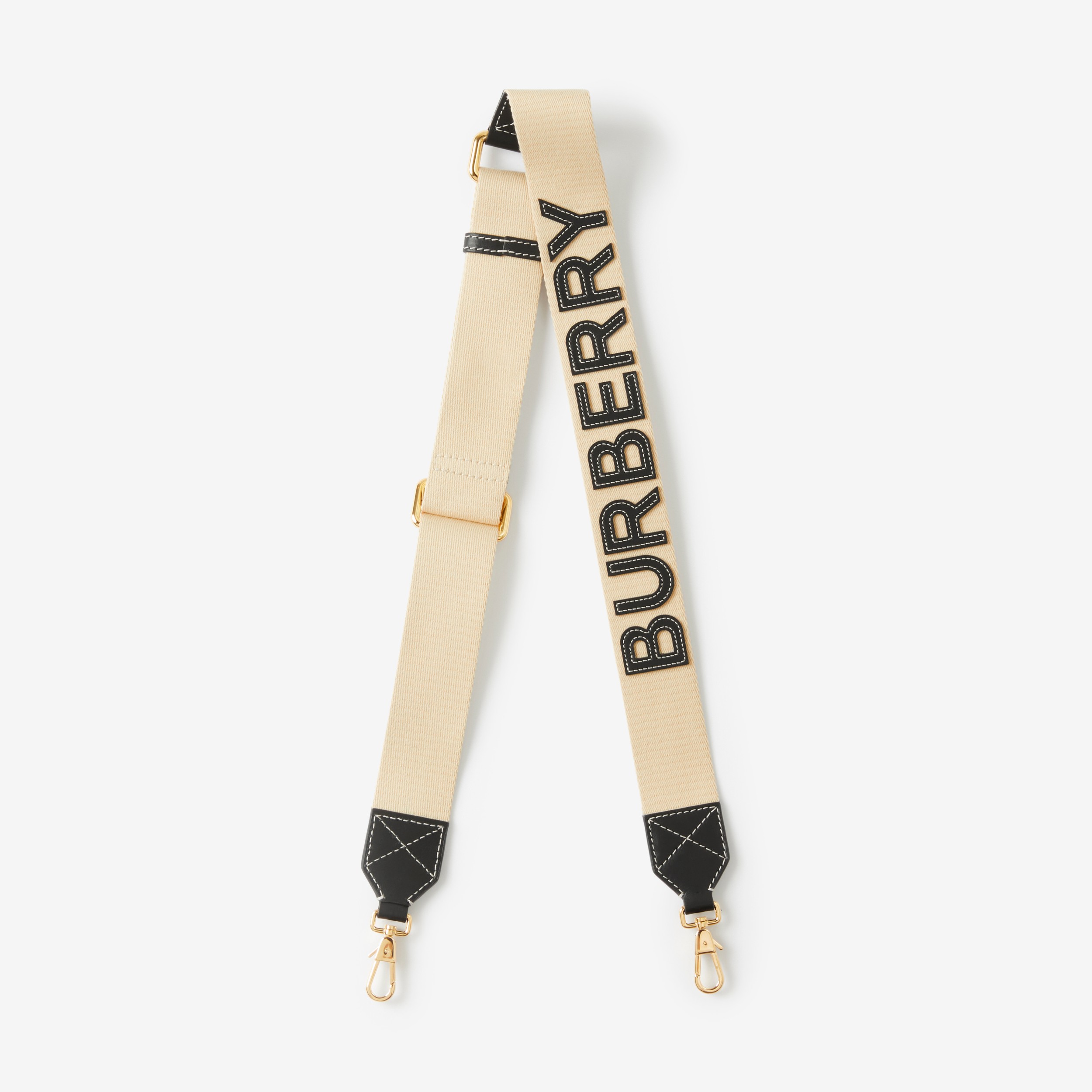 Logo Detail Leather Bag Strap in Ecru/black - Women | Burberry® Official - 1