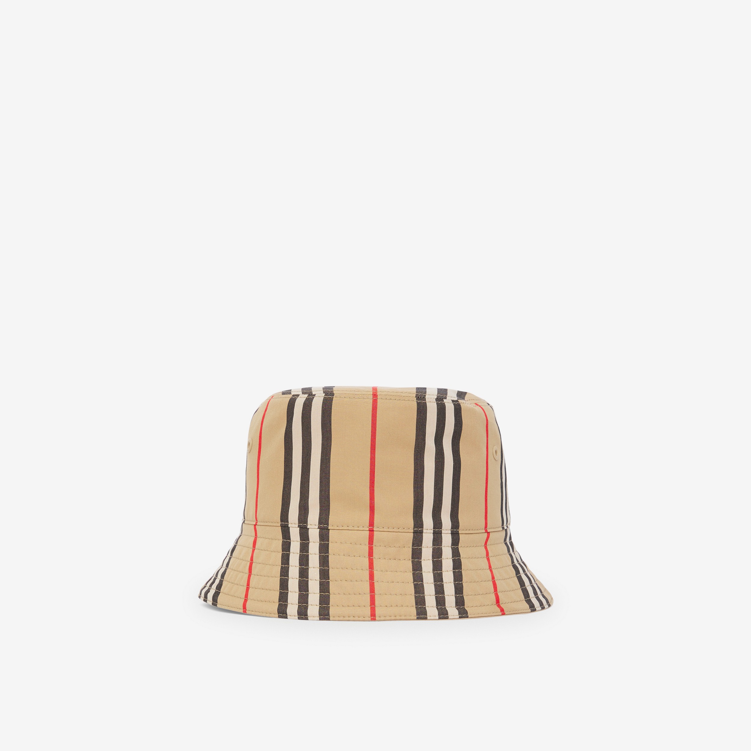 Reversible Icon Stripe Cotton Bucket Hat in Archive Beige/soft Fawn | Burberry® Official - 1