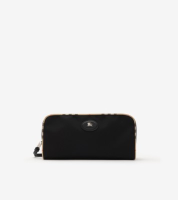 Large Check Trim Travel Pouch in Black - Men, Technical | Burberry
