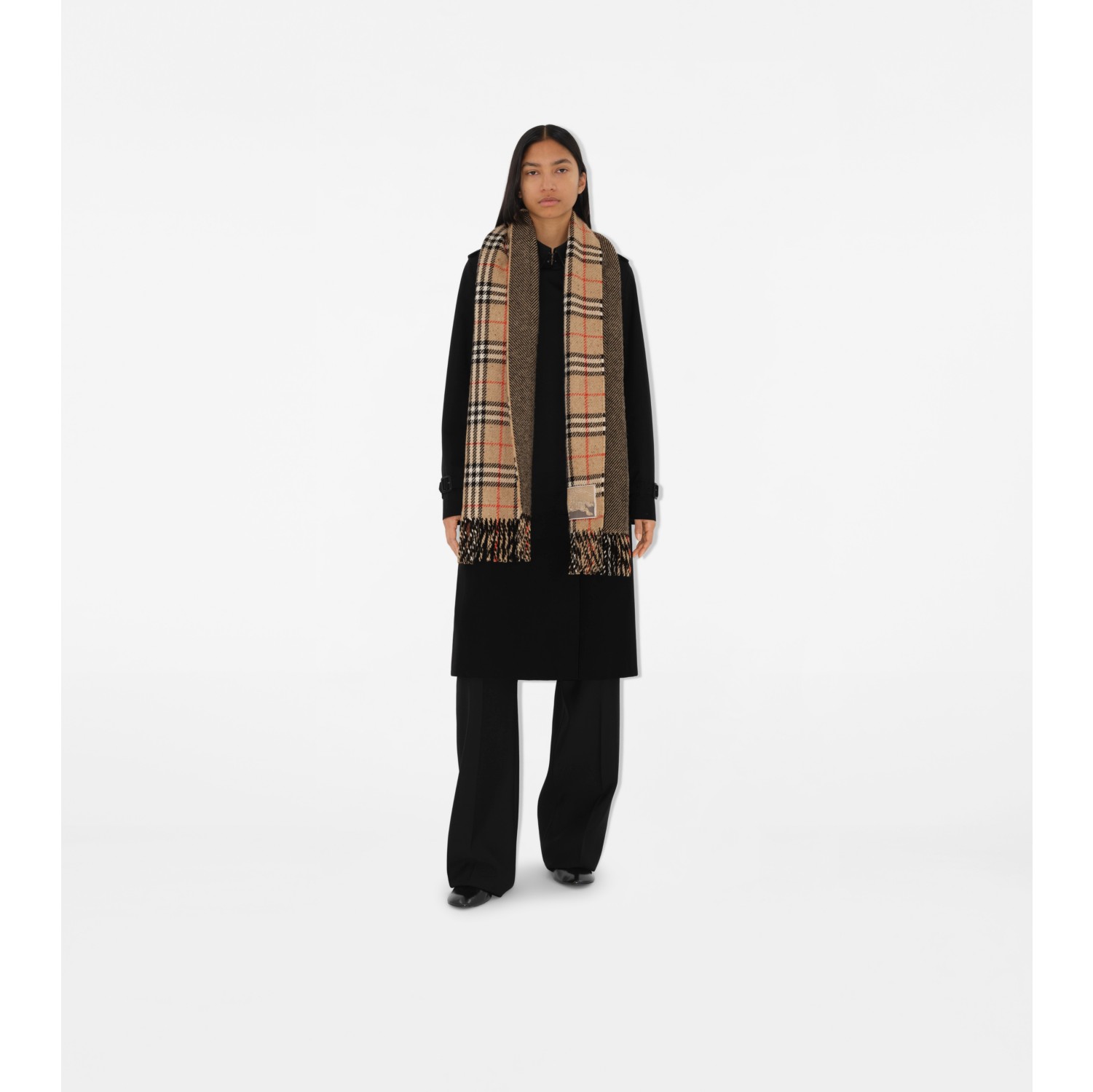 Reversible Check Cashmere Wool Scarf