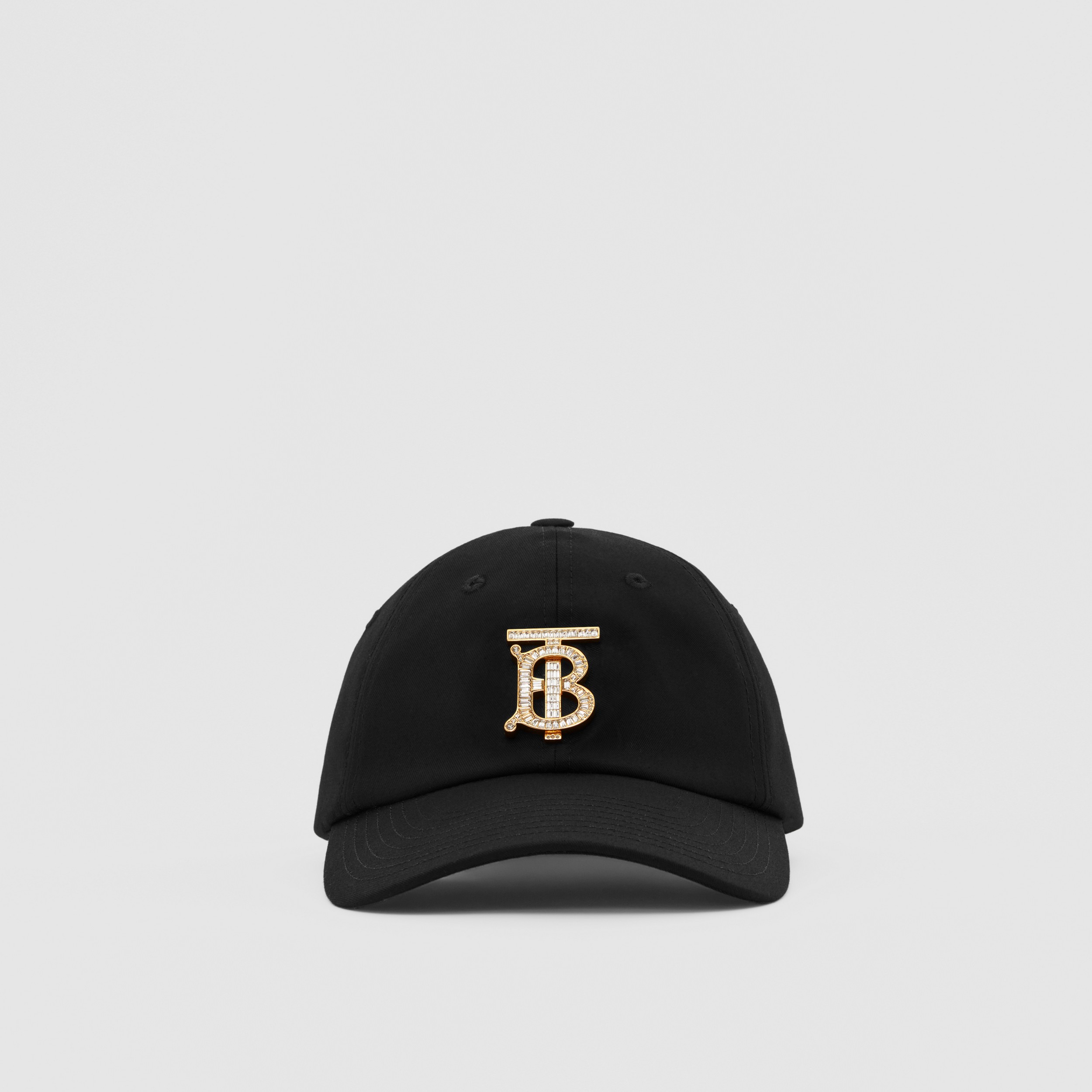 Crystal Monogram Motif Cotton Baseball Cap in Black | Burberry® Official - 1