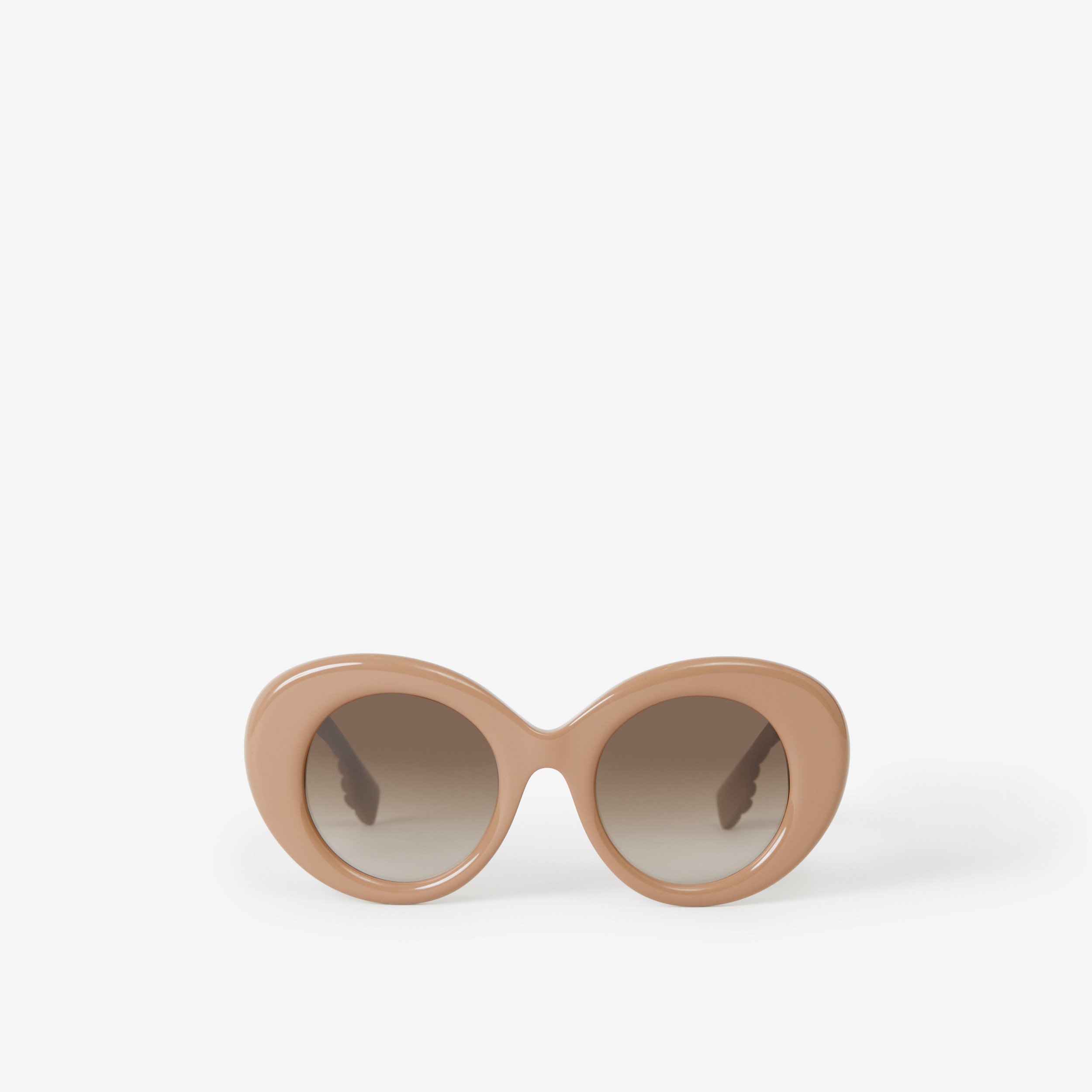 Oversized Round Frame Lola Sunglasses in Beige - Women | Burberry® Official - 1