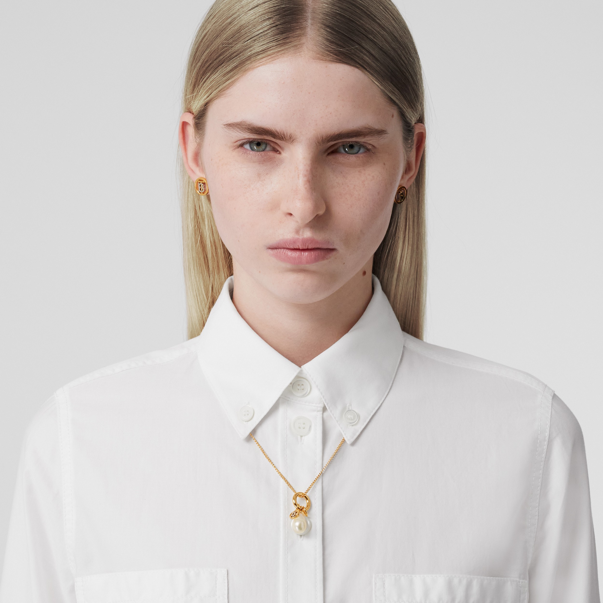 Collar chapado en oro y paladio con detalle de perla (Dorado Claro/paladio/blanco) - Mujer | Burberry® oficial - 4