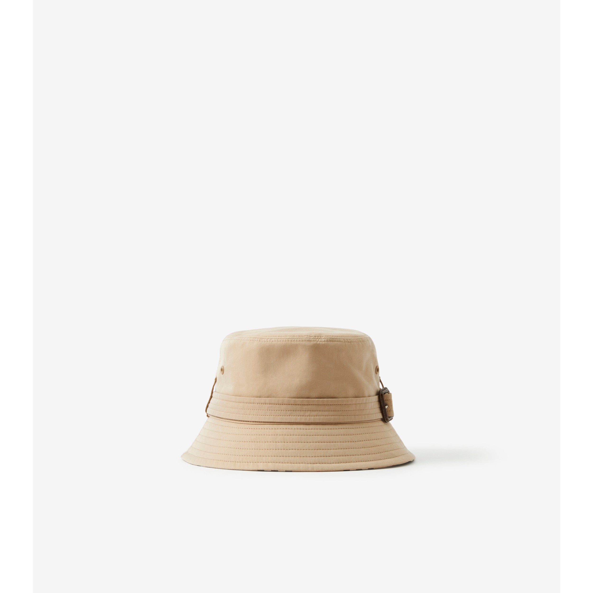 Cotton Gabardine Belted Bucket Hat in Honey Beige Burberry® Official