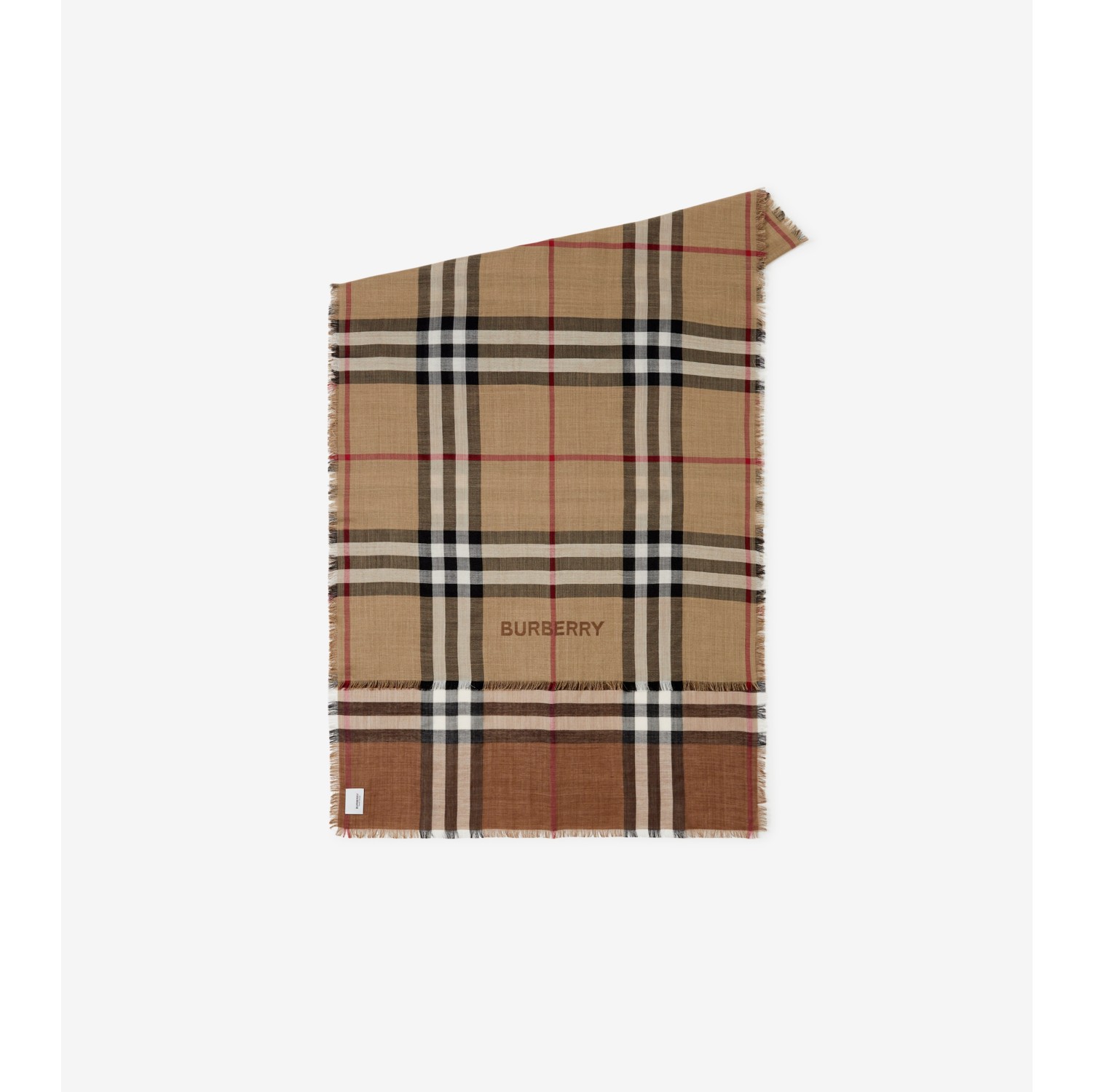 Reversible Check Wool Silk Scarf in Archive beige Burberry Official