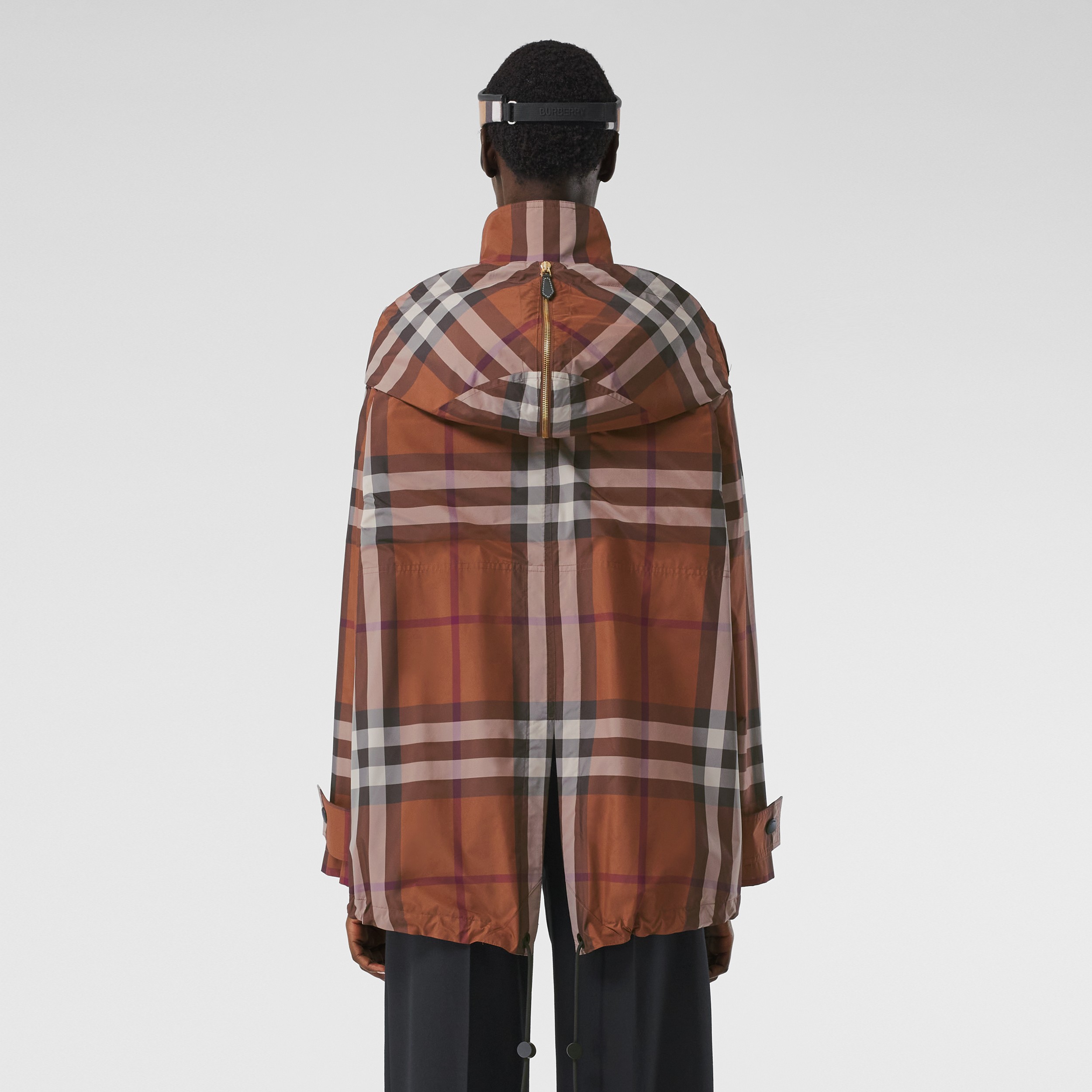 Check Reconstructed Hooded Jacket in Dark Birch Brown - Women | Burberry® Official - 3