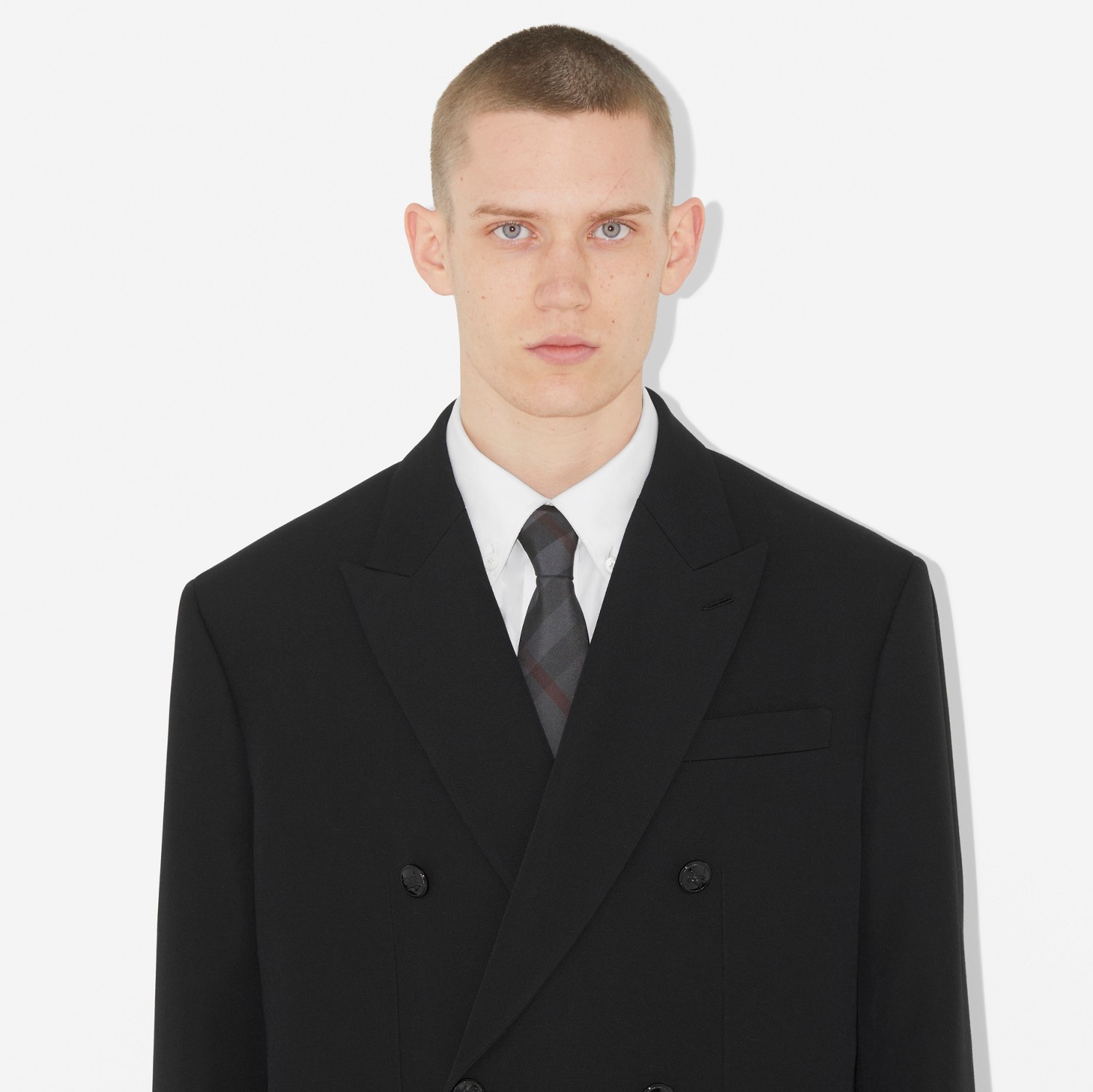 格纹丝质领带 (炭灰色格纹) - 男士 | Burberry® 博柏利官网