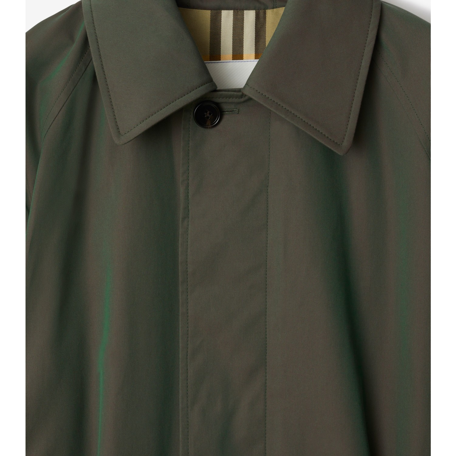 Long Cotton Car Coat in Antique green - Women | Burberry® Official