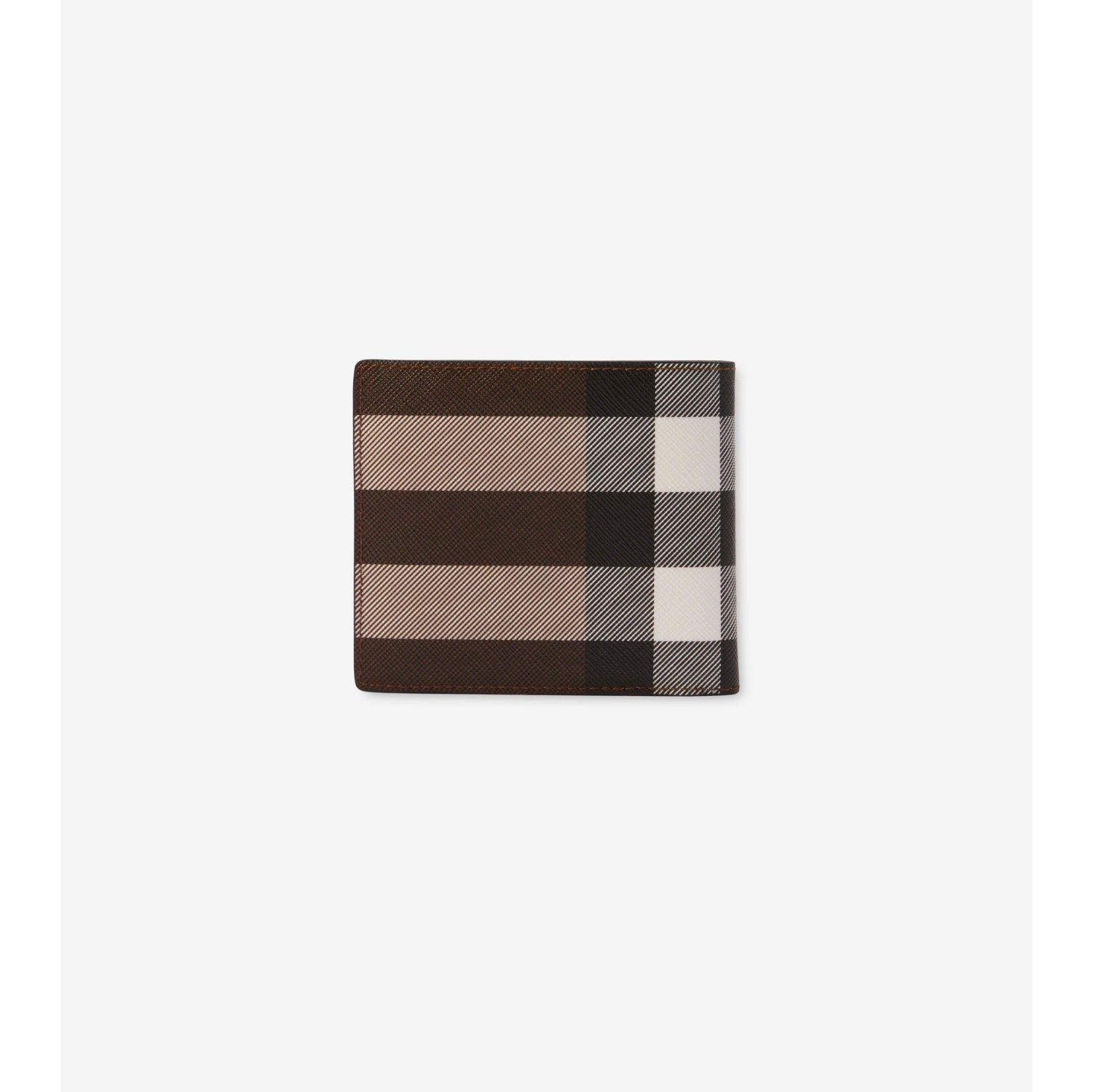 Check and Leather Bifold Coin Wallet in Dark birch brown - Men, Canvas | Burberry® Official