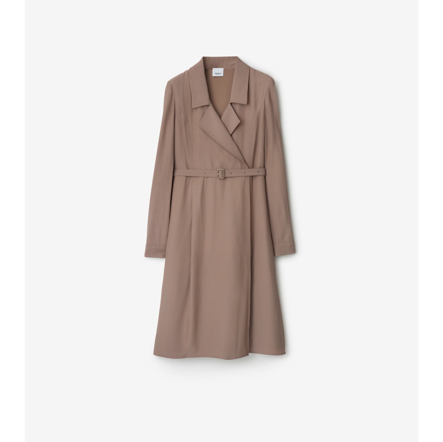 Crepe Trench Dress in Grey mink - Women | Burberry® Official