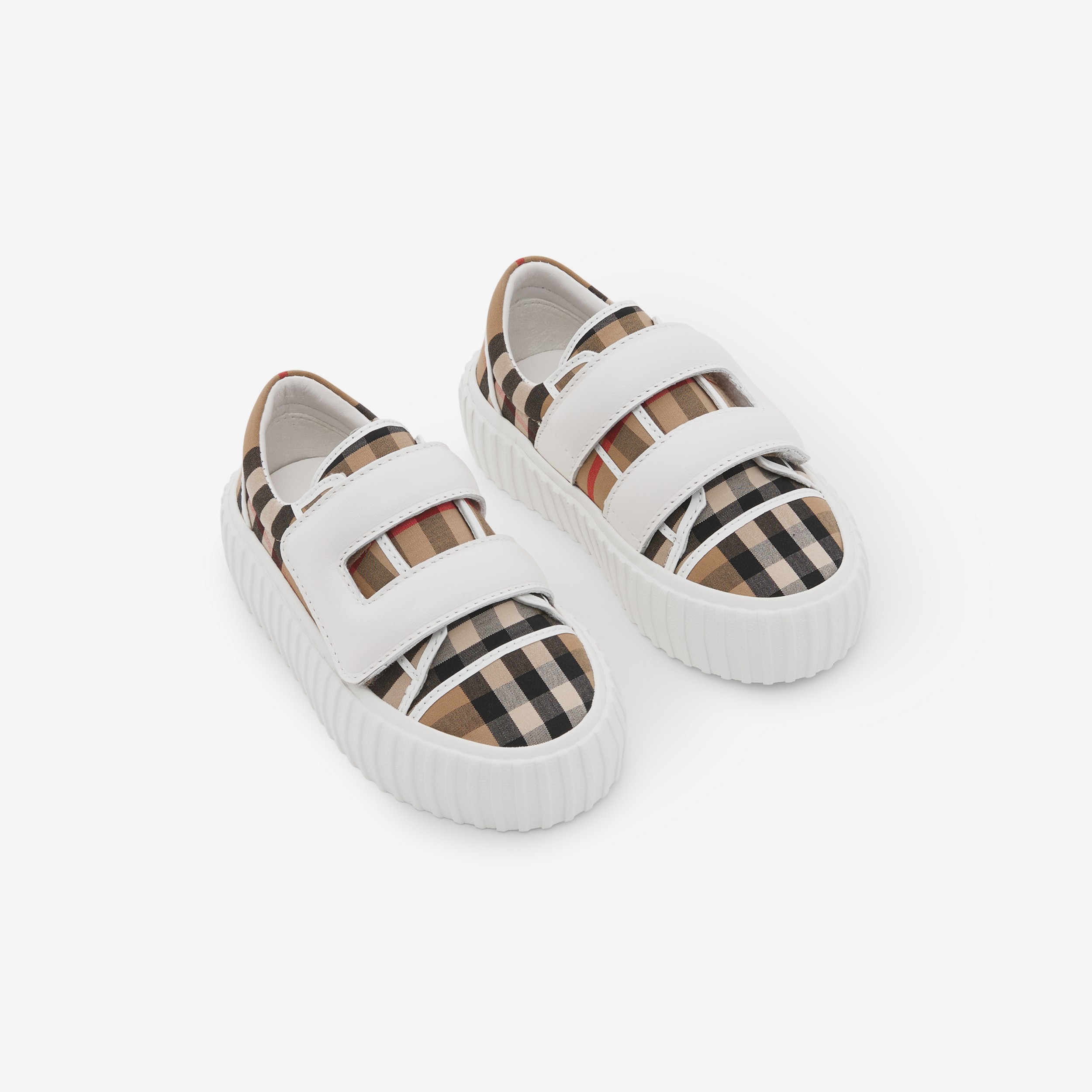Vintage Check Cotton and Leather Sneakers in Archive Beige - Children | Burberry® Official - 2