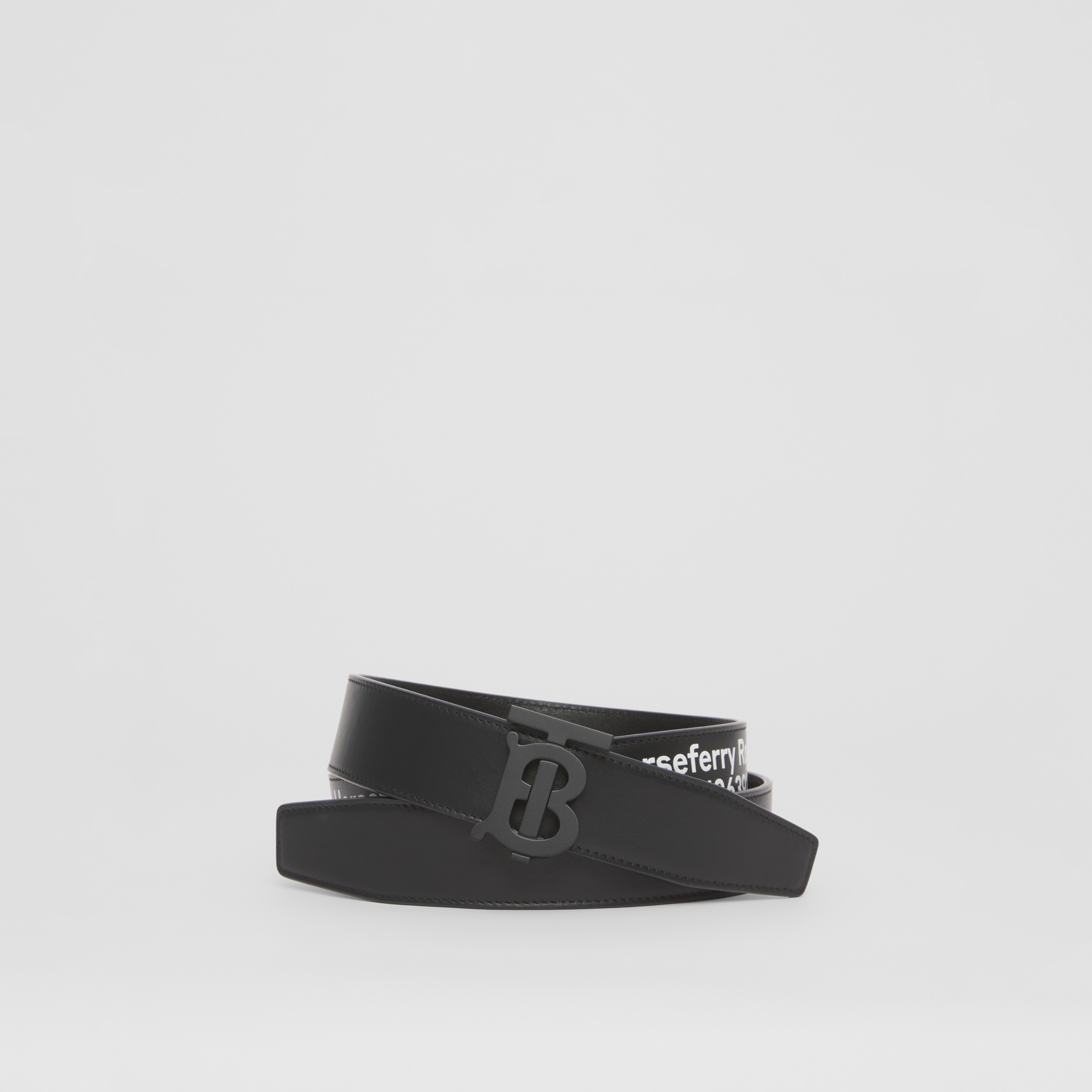 Coordinates Print Leather Belt - Online Exclusive in Black - Men | Burberry® Official - 1
