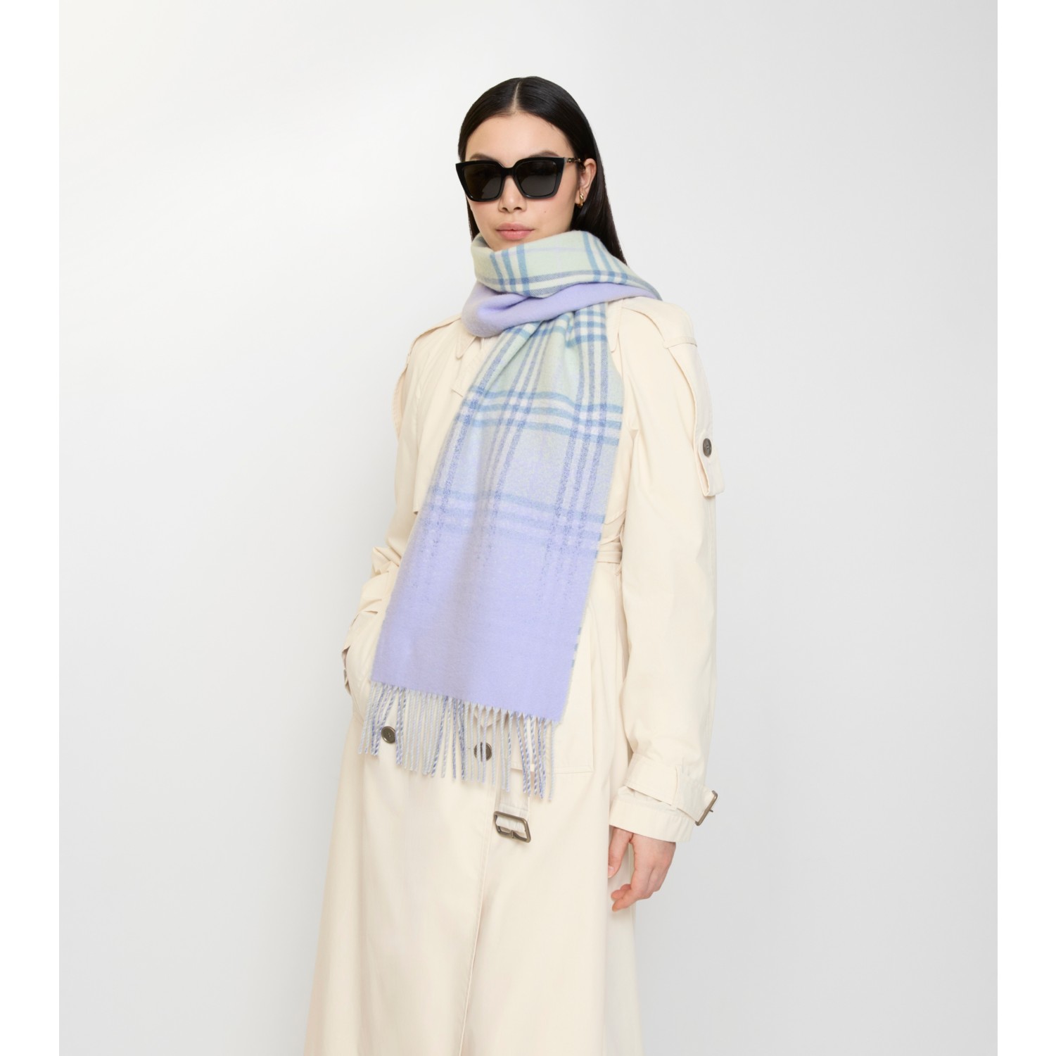 Gradient Check Cashmere Scarf