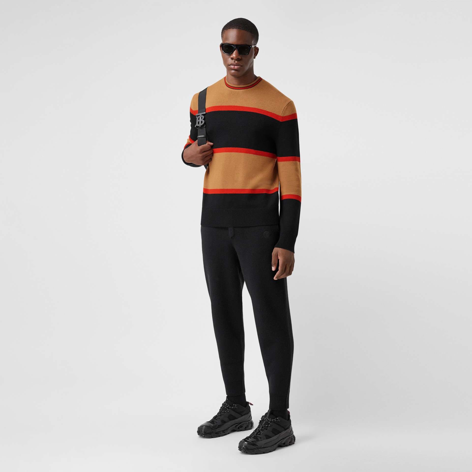 Striped Wool Cashmere Sweater in Black - Men | Burberry United States