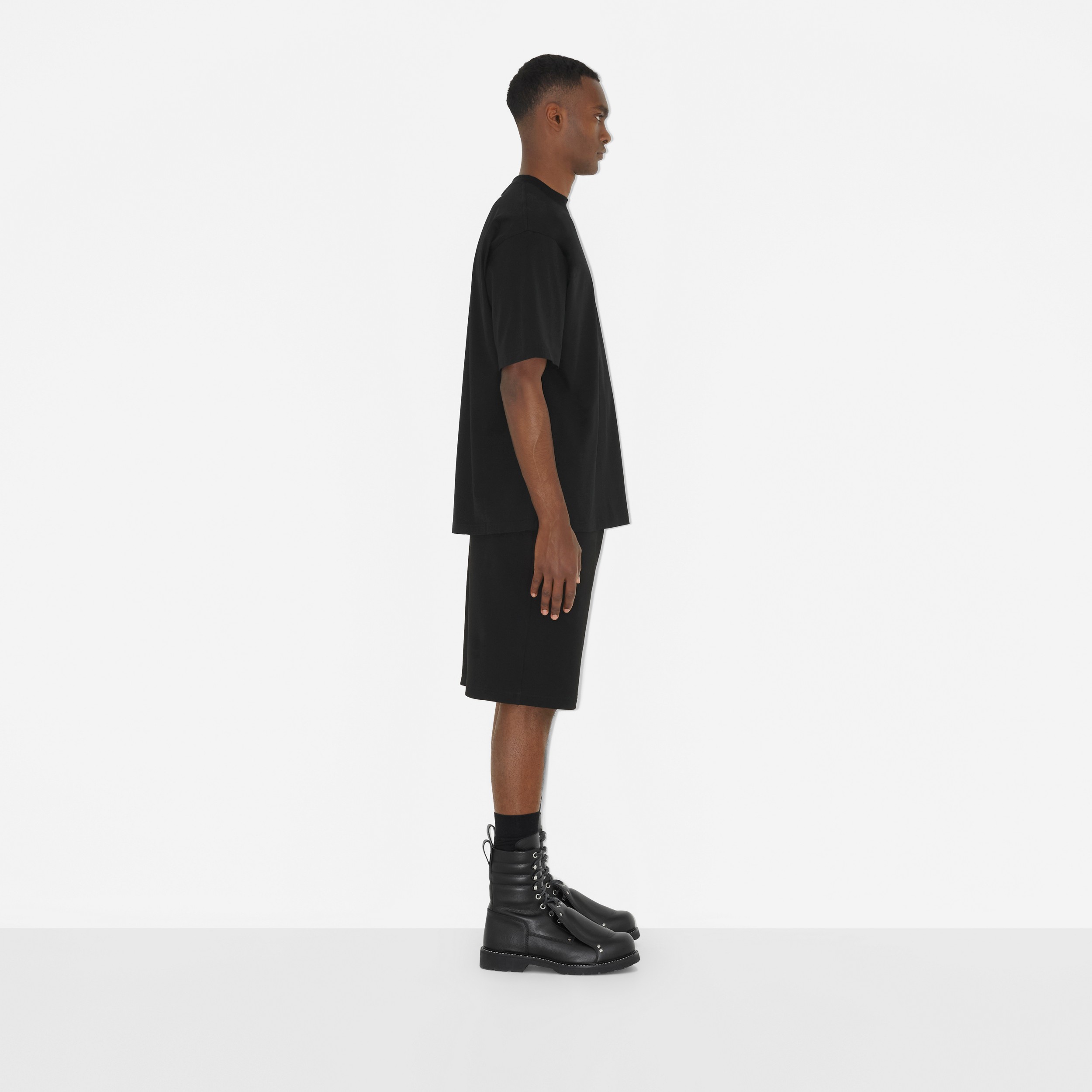 Logo Print Cotton Shorts in Black - Men | Burberry® Official - 3
