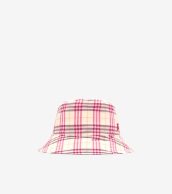 Check Cotton Bucket Hat in Aubergine purple - Children | Burberry