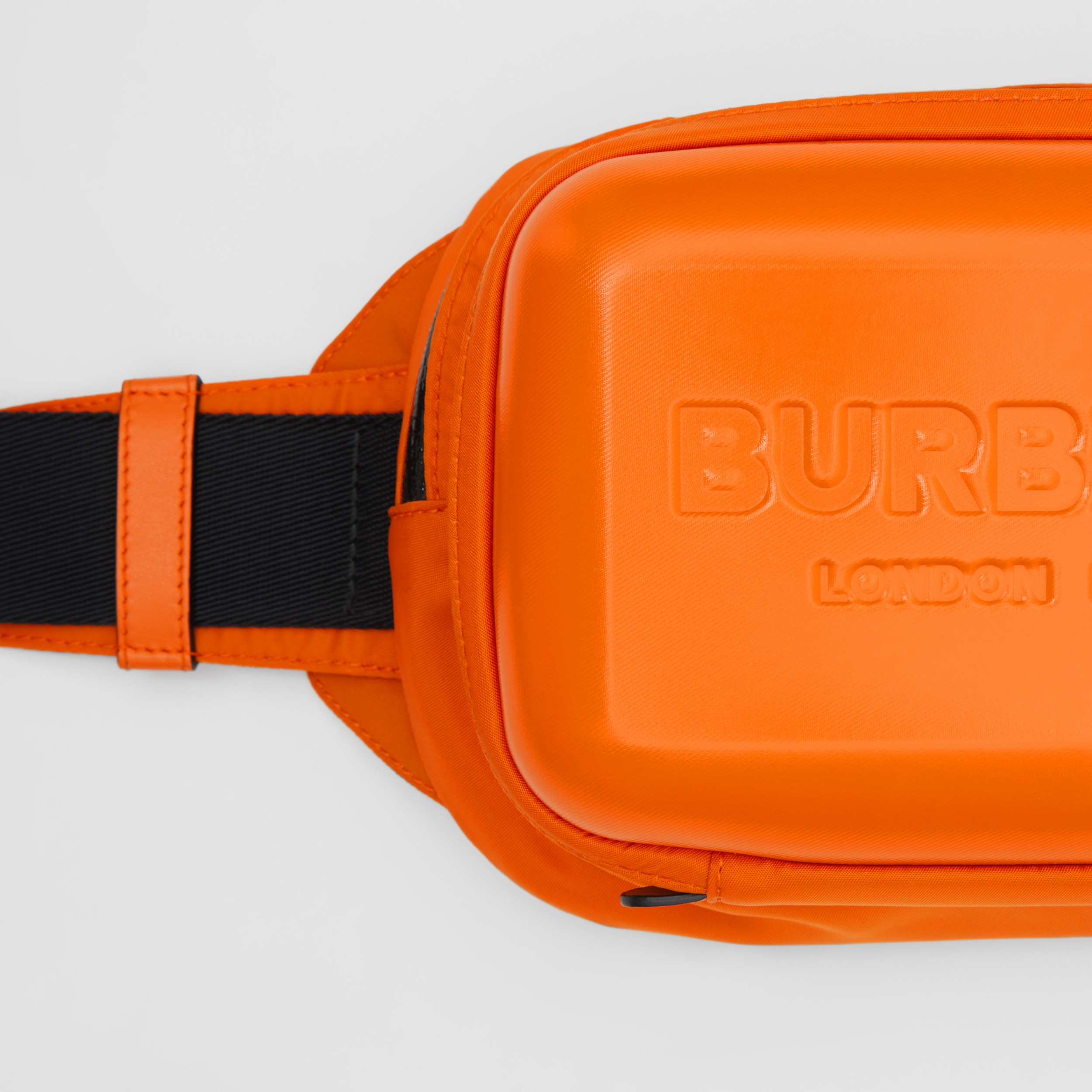 Logo Embossed Panel Nylon Bum Bag in Bright Orange Burberry Australia