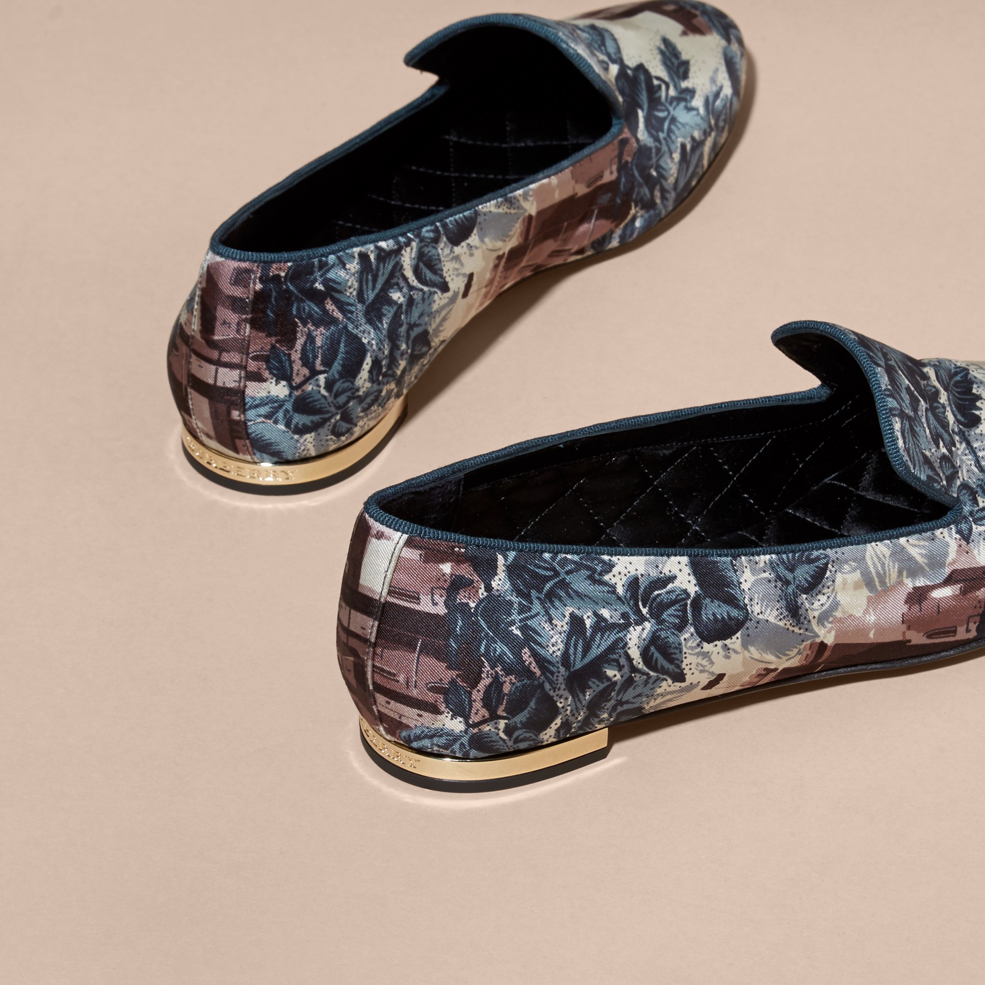 Castle Print Silk Cotton Loafers Burberry
