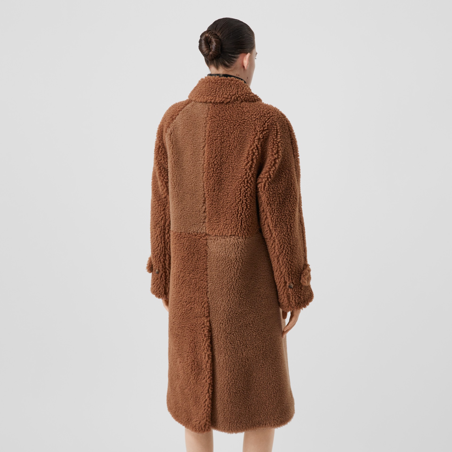 Faux Shearling And Camel Hair Blend Coat In Brown Women