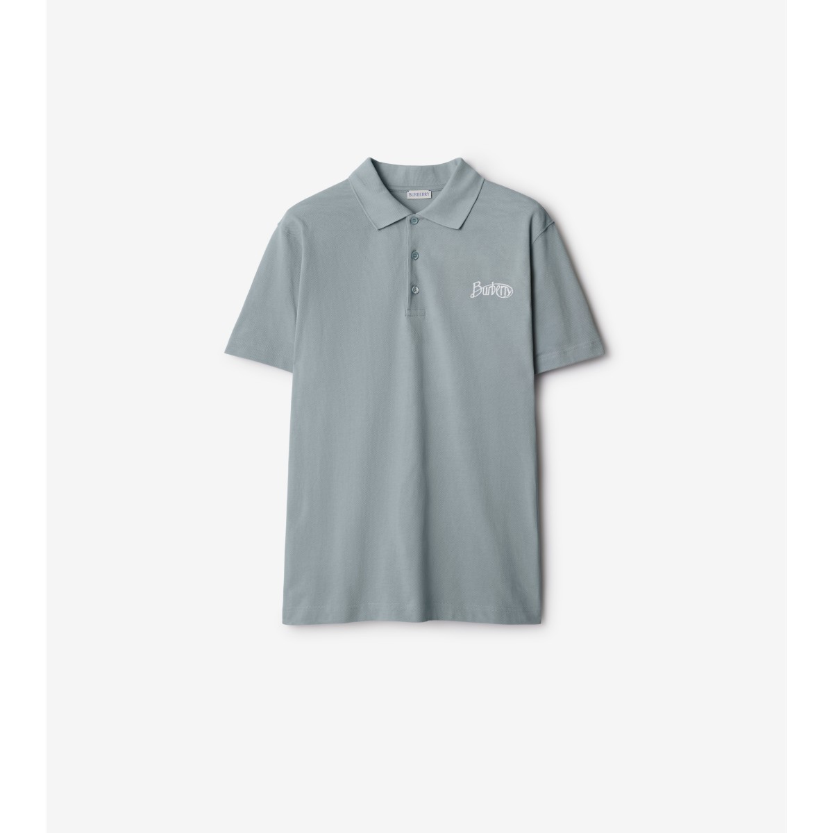 Shop Burberry Cotton Polo Shirt In Gale