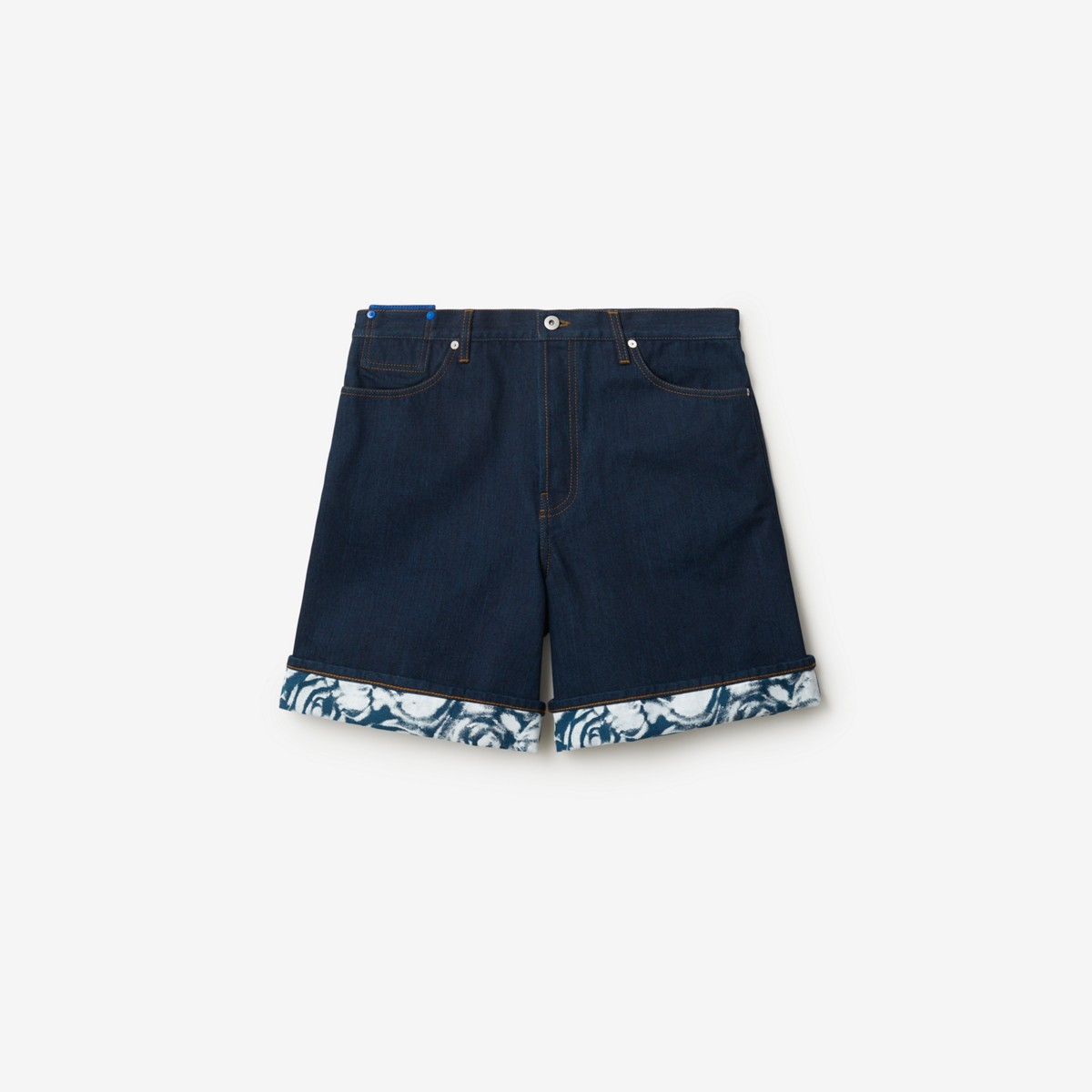 Shop Burberry Heavyweight Denim Shorts In Indigo Blue
