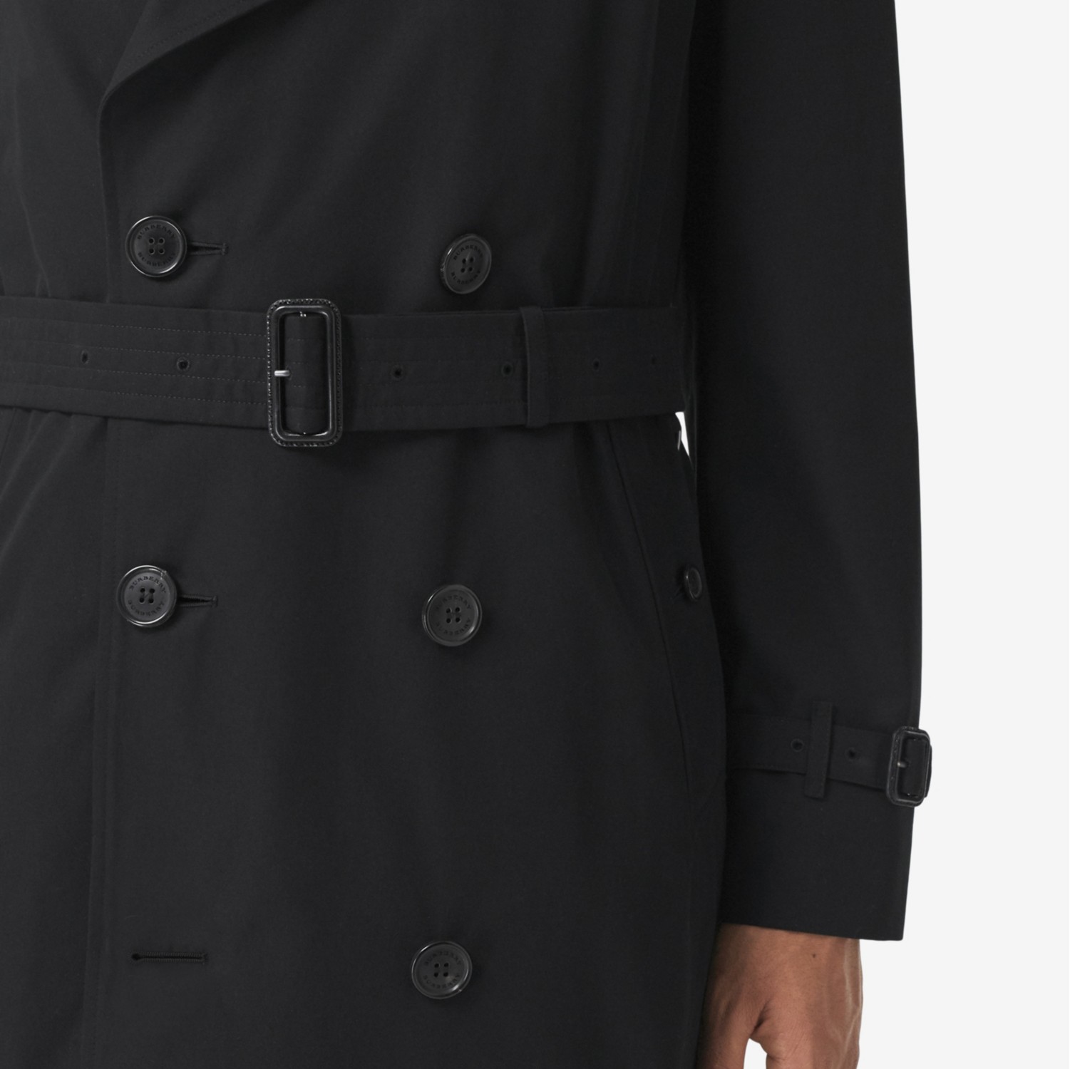 Burberry Midlength Shearling Collar Canvas Trench Coat in Black for Men