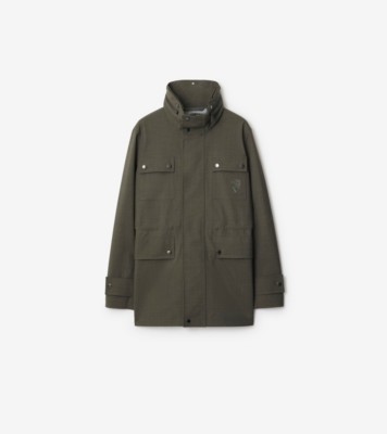 Stretch Wool Field Jacket in Moss melange - Women, Nylon