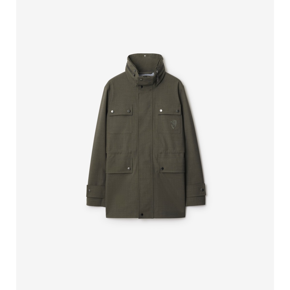 Burberry Stretch Wool Field Jacket In Green
