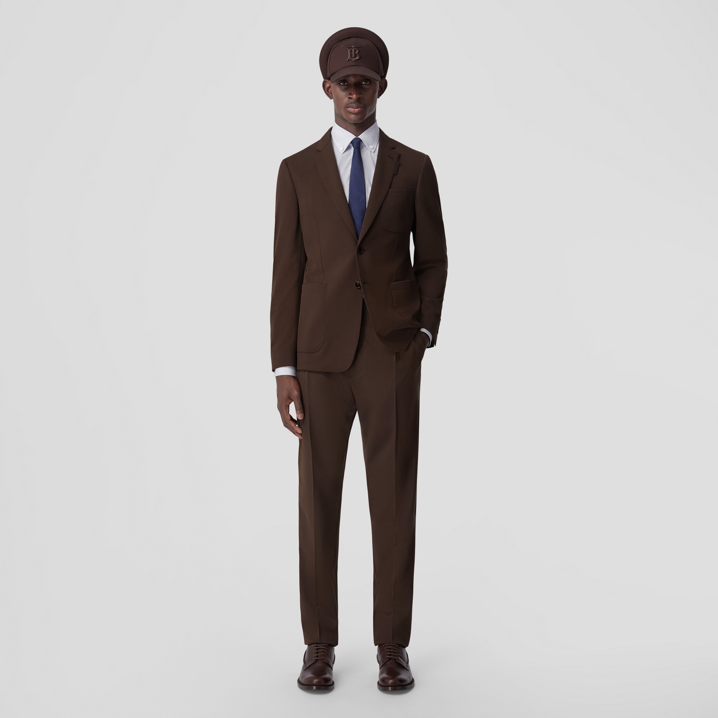 Slim Fit Wool Tailored Jacket in Dark Umber - Men | Burberry® Official - 1