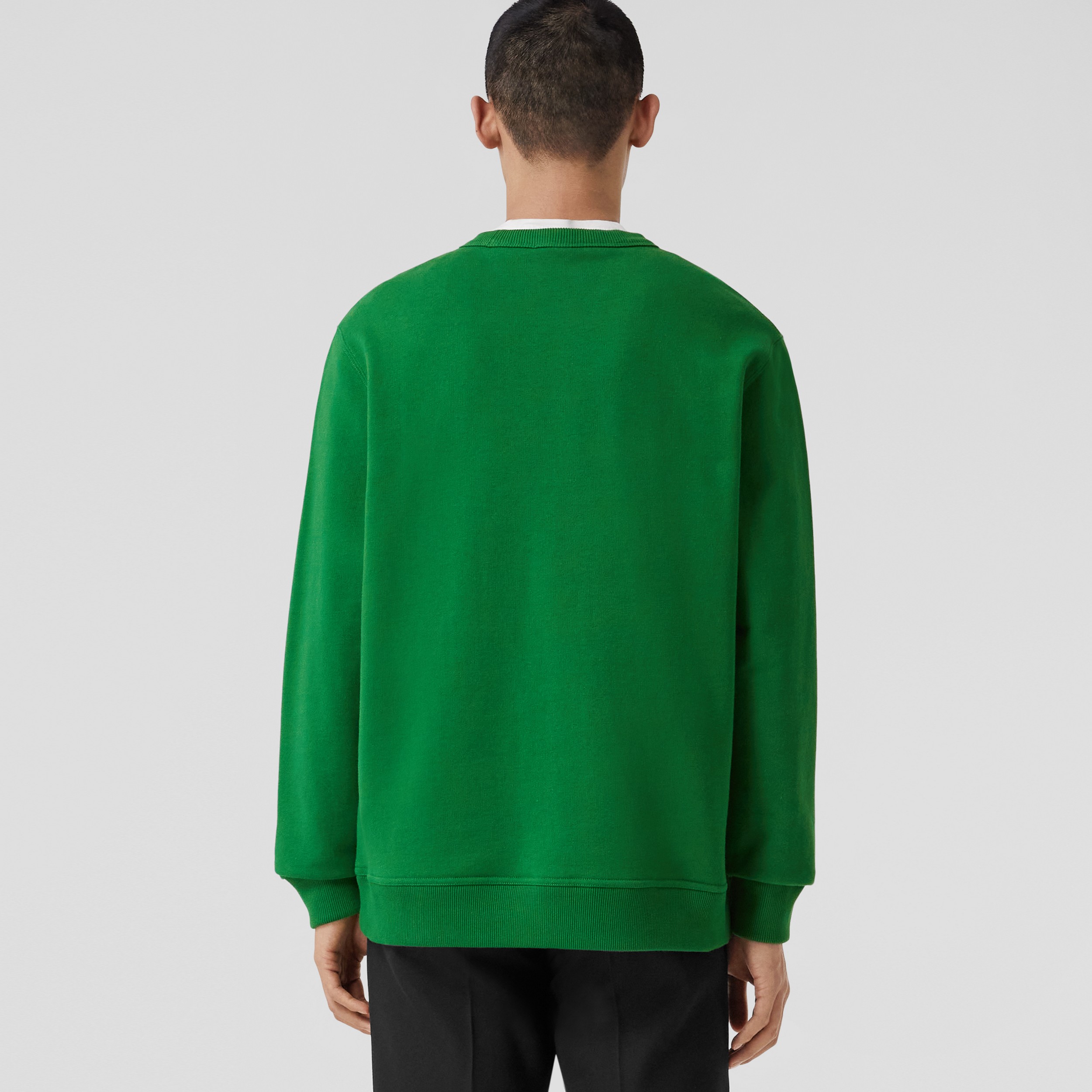 Logo Print Cotton Sweatshirt in Ivy Green - Men | Burberry® Official - 3