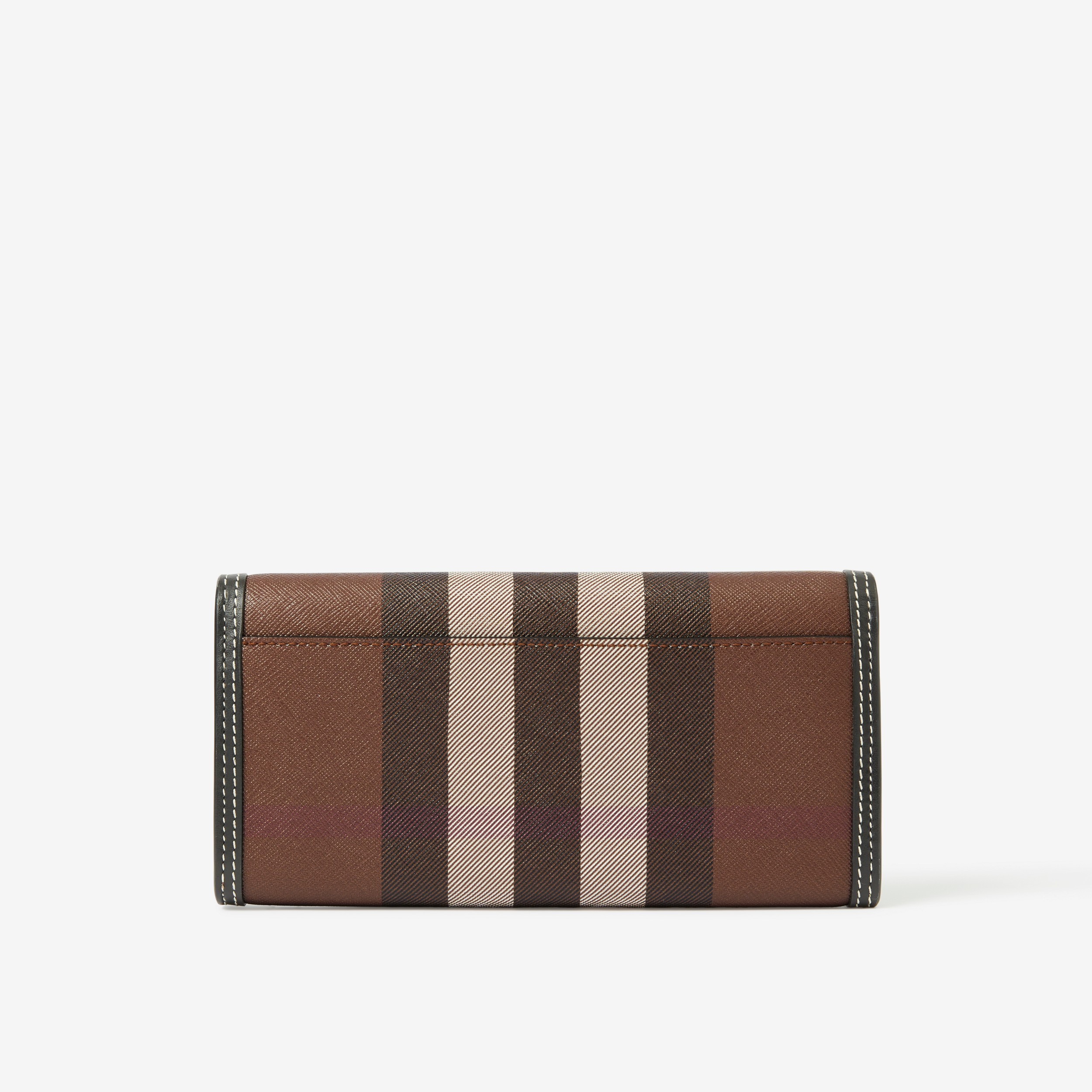 Check and Leather Continental Wallet in Dark Birch Brown - Women | Burberry® Official - 3