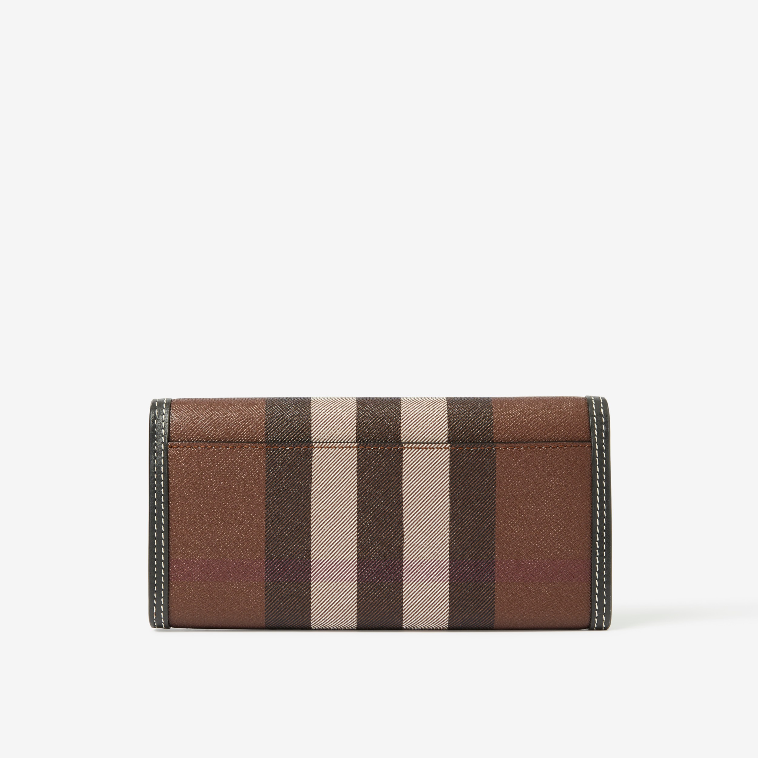 Check and Leather Continental Wallet in Dark Birch Brown - Women | Burberry®  Official