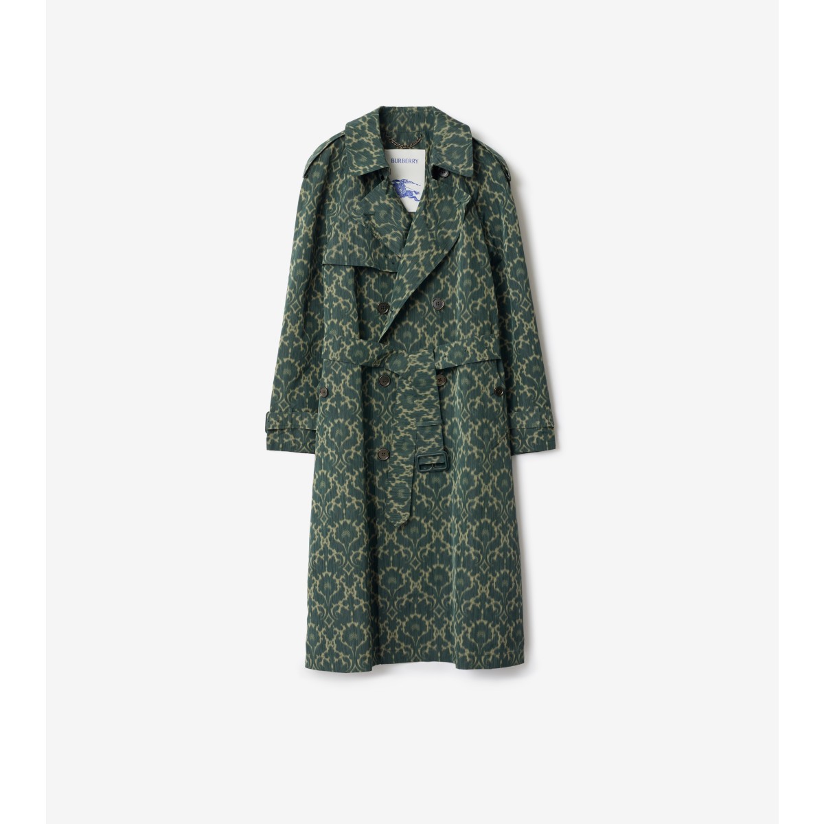  Printed Long Baroque Viscose Blend Trench Coat