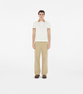 Logo Collar Cotton Polo Shirt in Chalk white - Men | Burberry