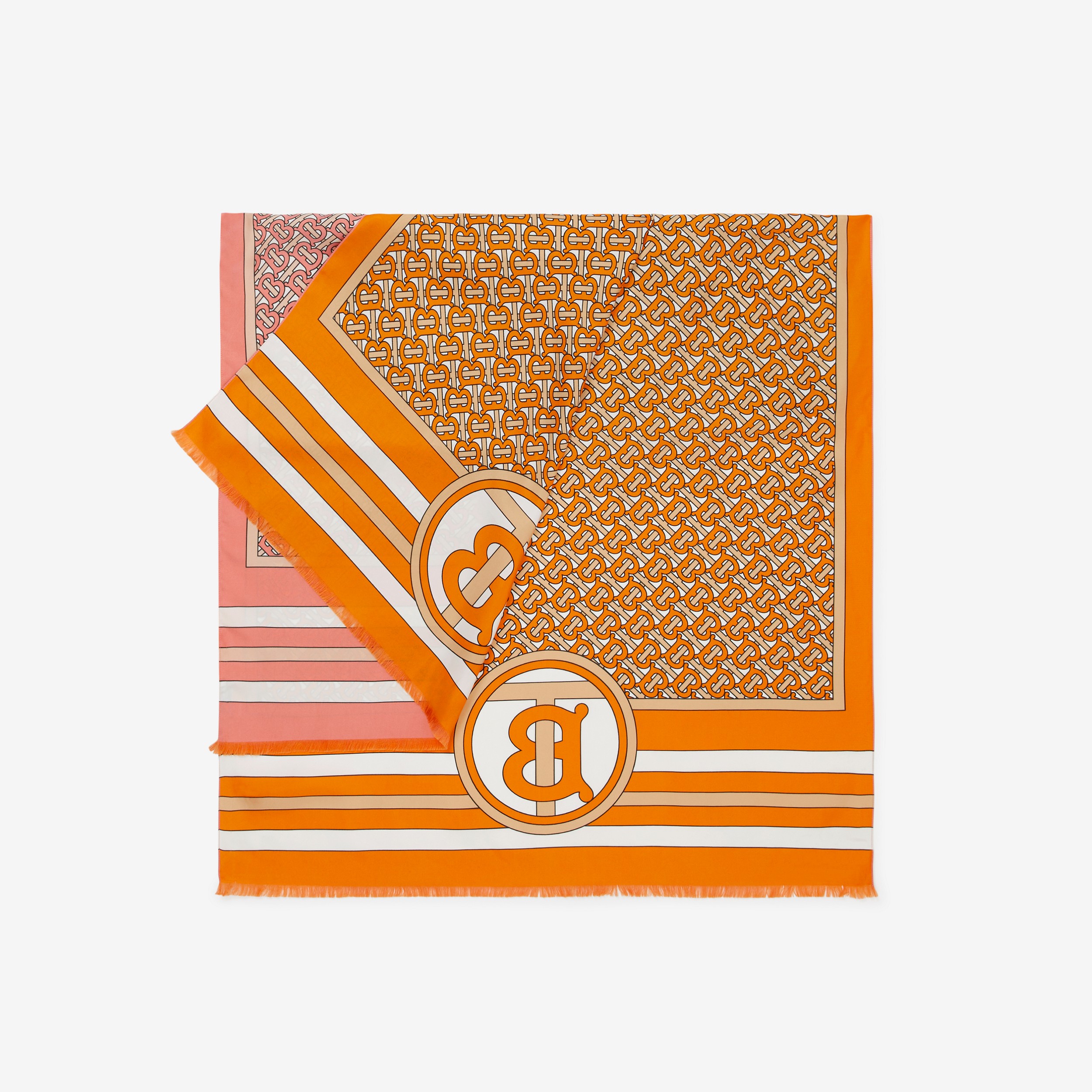 Pañuelo reversible en seda con monogramas (Rosa Chicle) | Burberry® oficial - 3