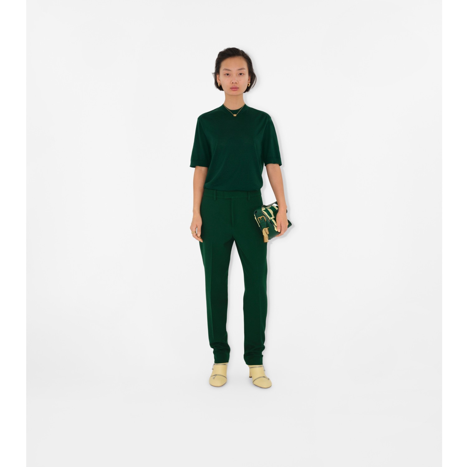 Wool T-shirt in Ivy - Women | Burberry® Official