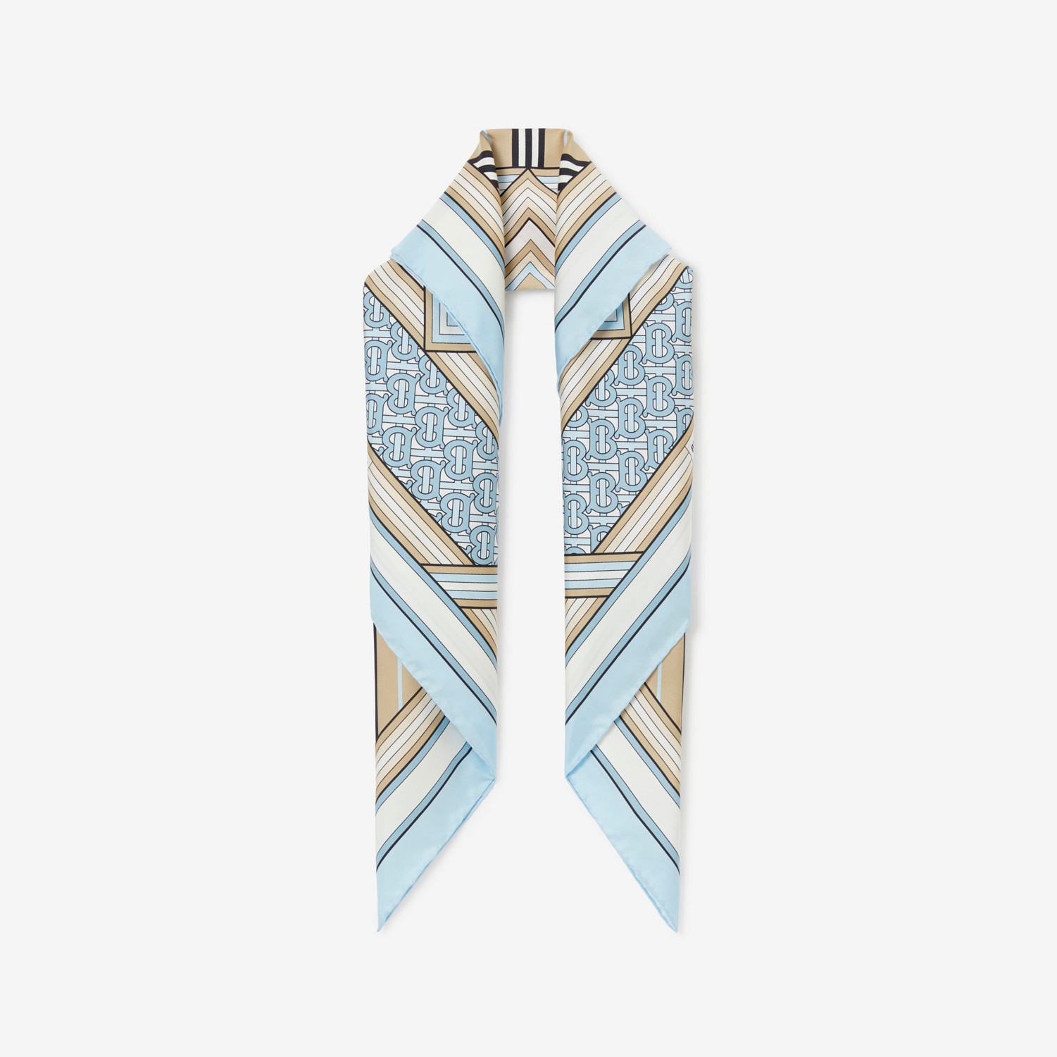 Foulard in seta con collage di stampe (Blu Chiaro/verde Pistacchio) | Sito ufficiale Burberry®
