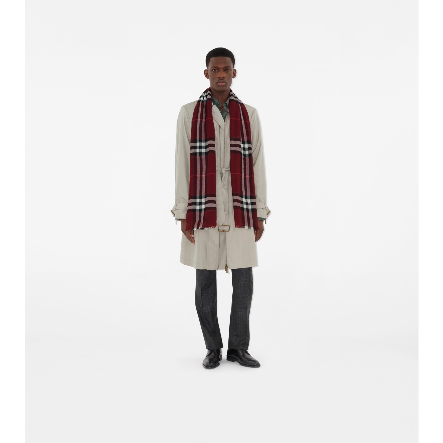 Écharpe large en laine Check