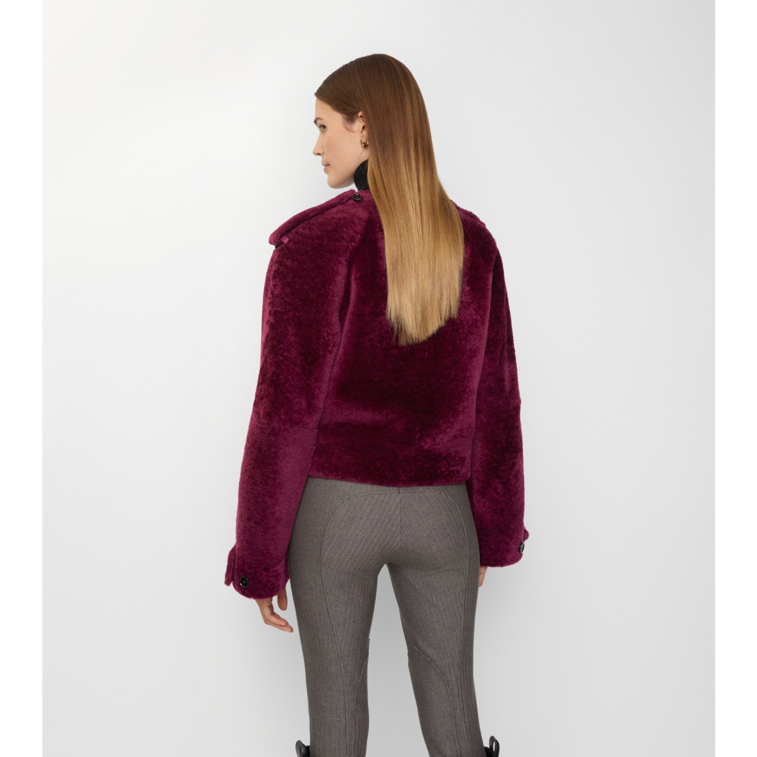 Jaqueta de shearling com cachecol removível