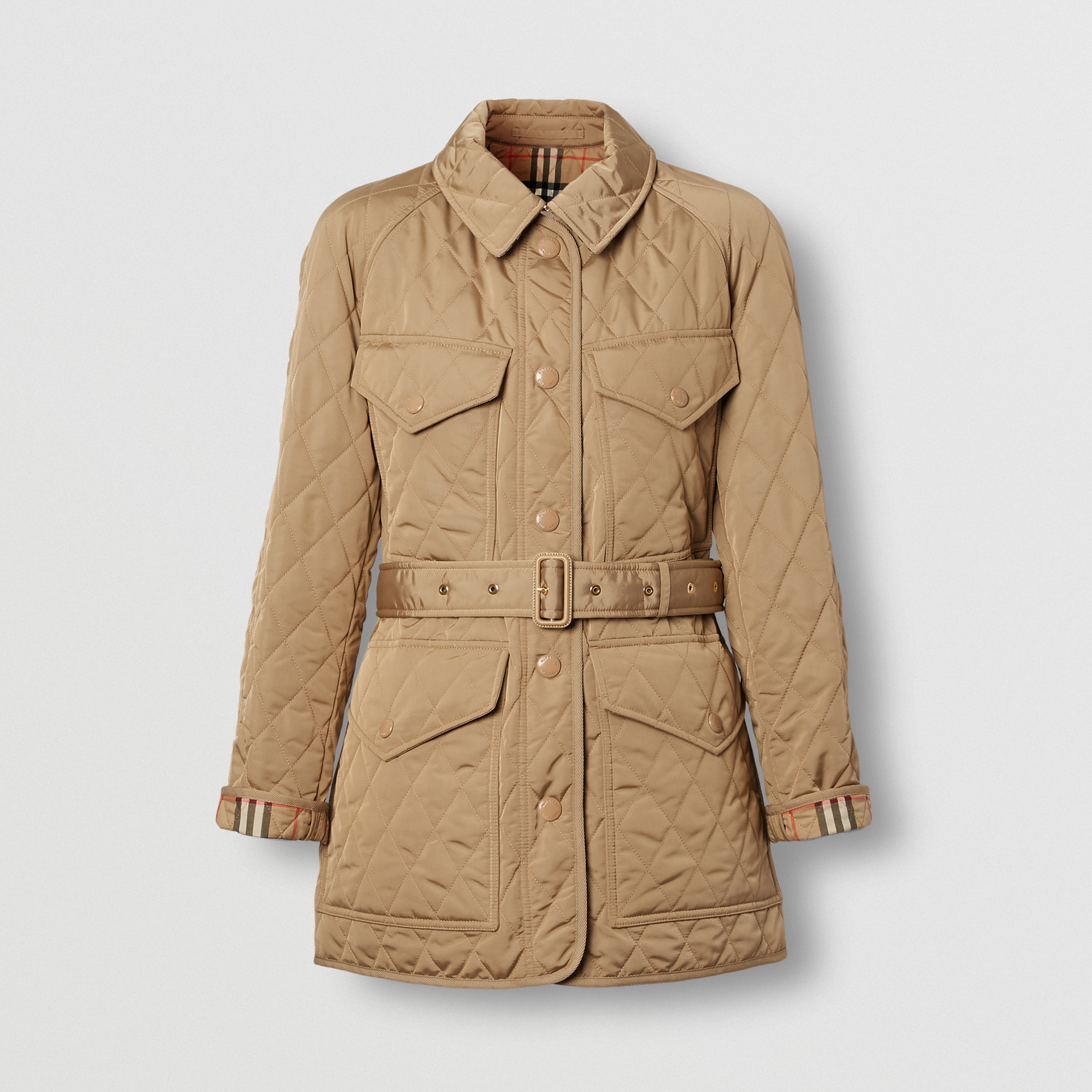 Diamond Quilted Nylon Canvas Field Jacket in Archive Beige - Women | Burberry® Official - 4