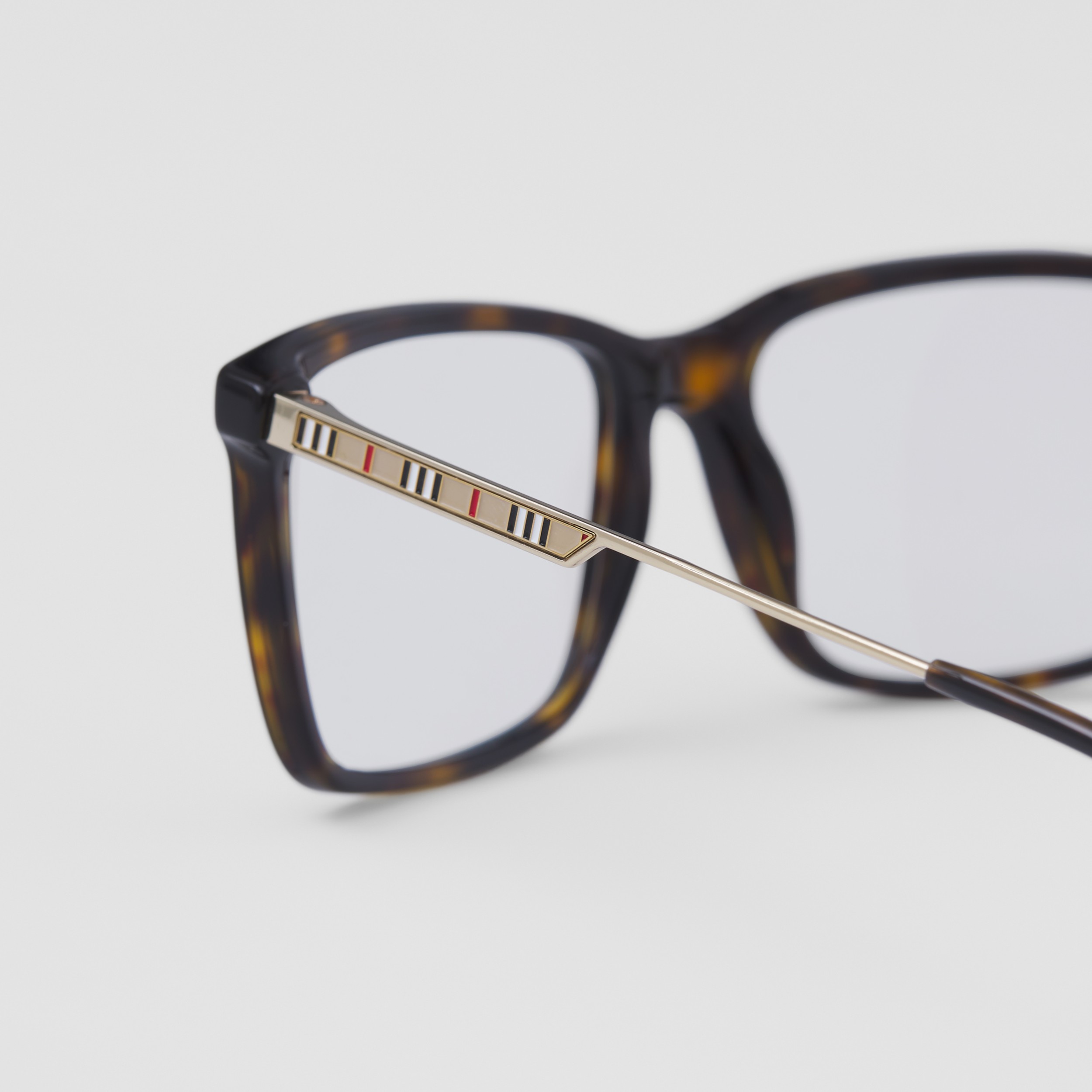 Icon Stripe Detail Rectangular Optical Frames in Tortoiseshell - Men ...