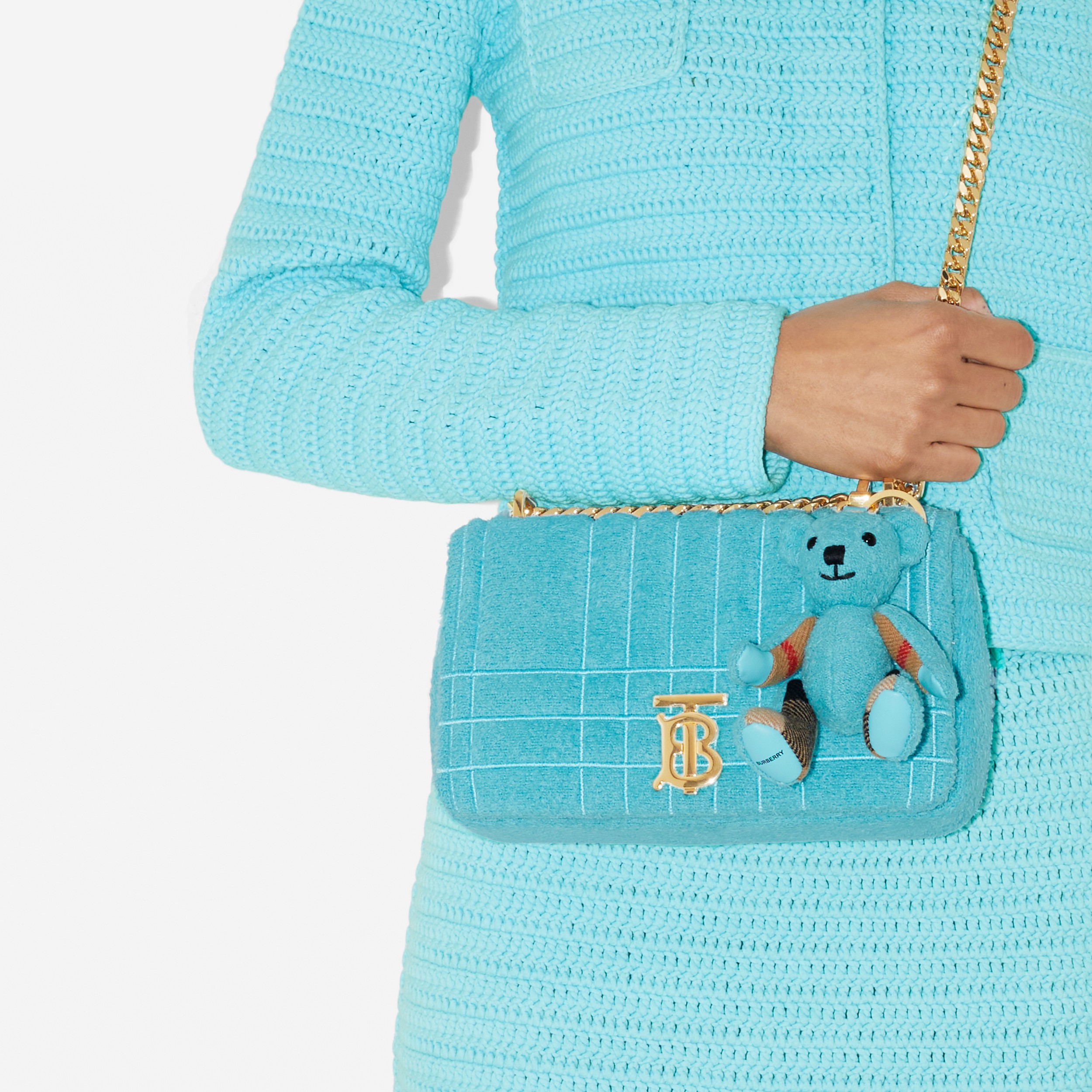 Towelling Thomas Bear Charm in Vivid Turquoise - Women | Burberry® Official - 4