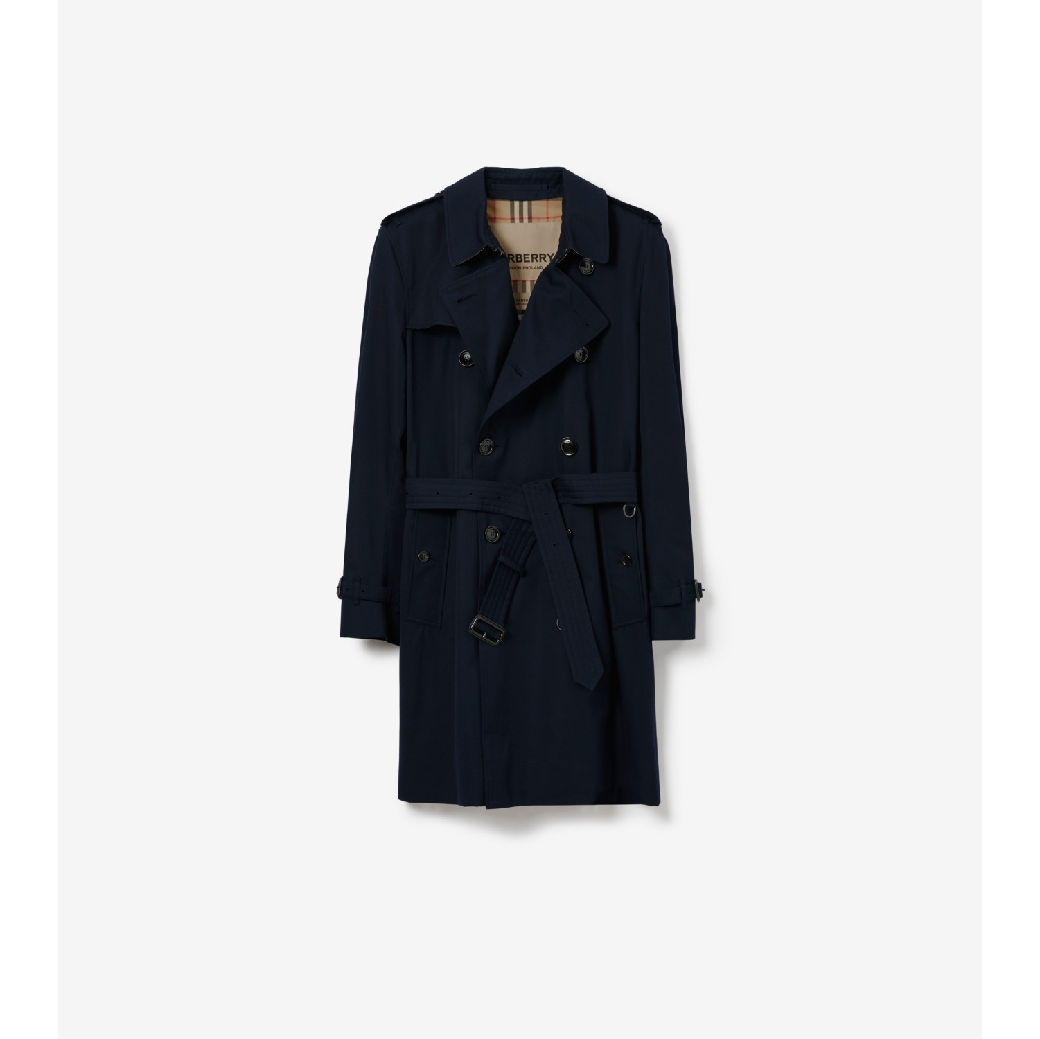 Mid length Kensington Heritage Trench Coat in Coal blue Men Cotton Gabardine Burberry Official