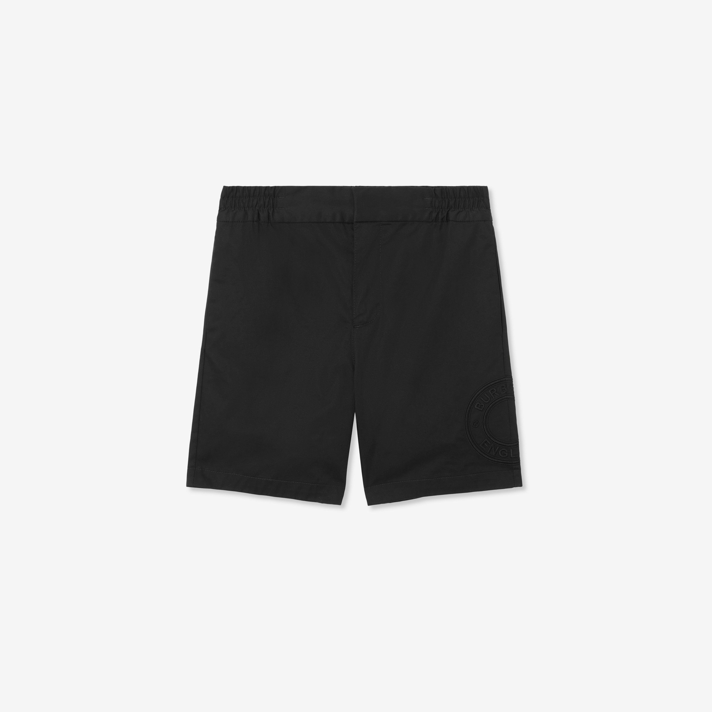 Pantalones chinos cortos en sarga de algodón con logotipo (Negro) | Burberry® oficial - 1