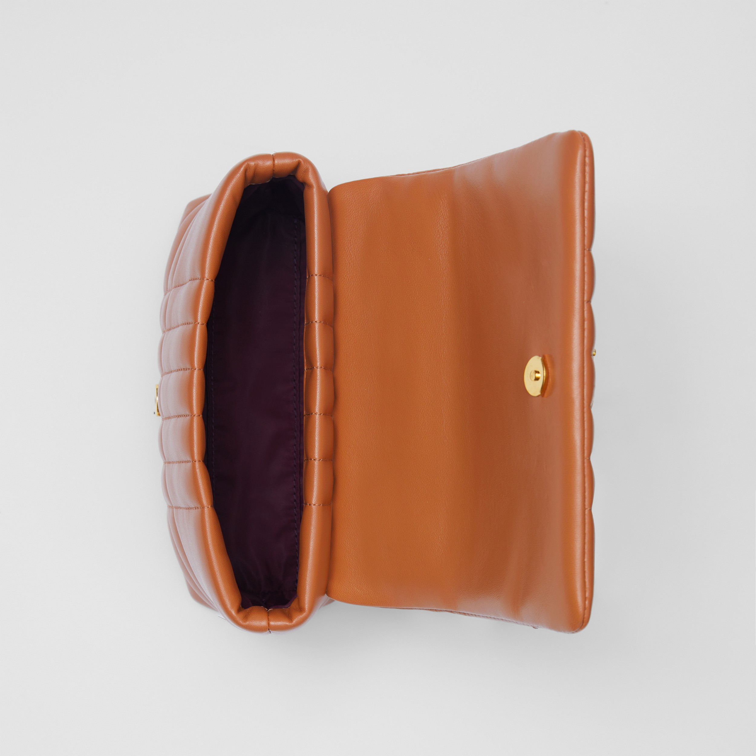 Bolsa satchel Lola de couro de cordeiro em relevo - Mini (Bordo Marrom) - Mulheres | Burberry® oficial - 4