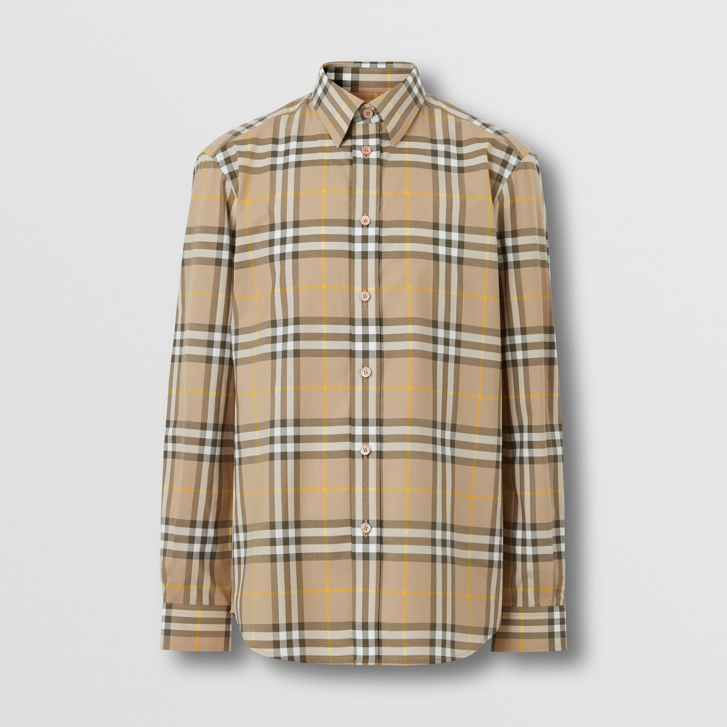 Check Cotton Shirt in Truffle - Men | Burberry® Official - 4