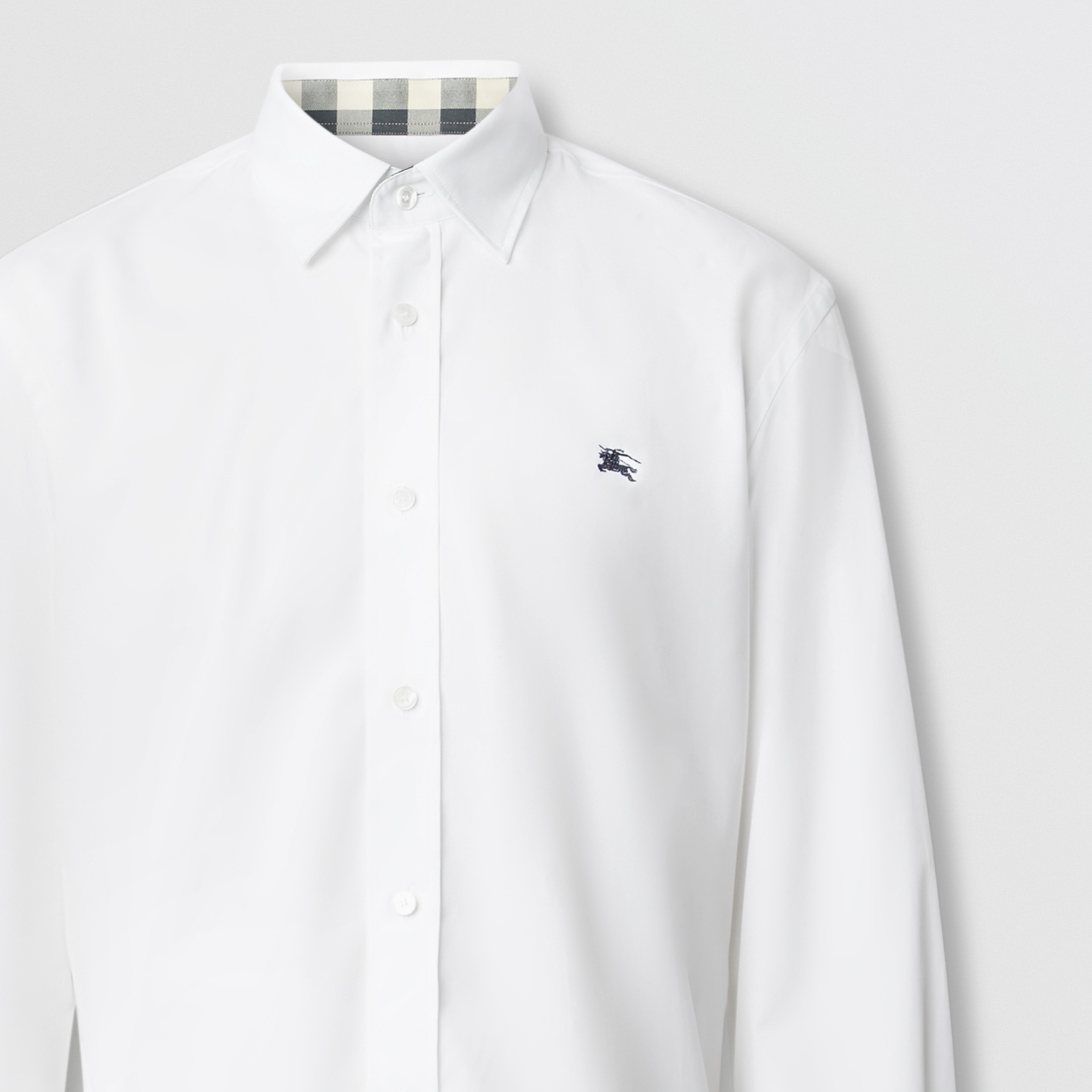 Embroidered EKD Stretch Cotton Poplin Shirt in White - Men | Burberry ...