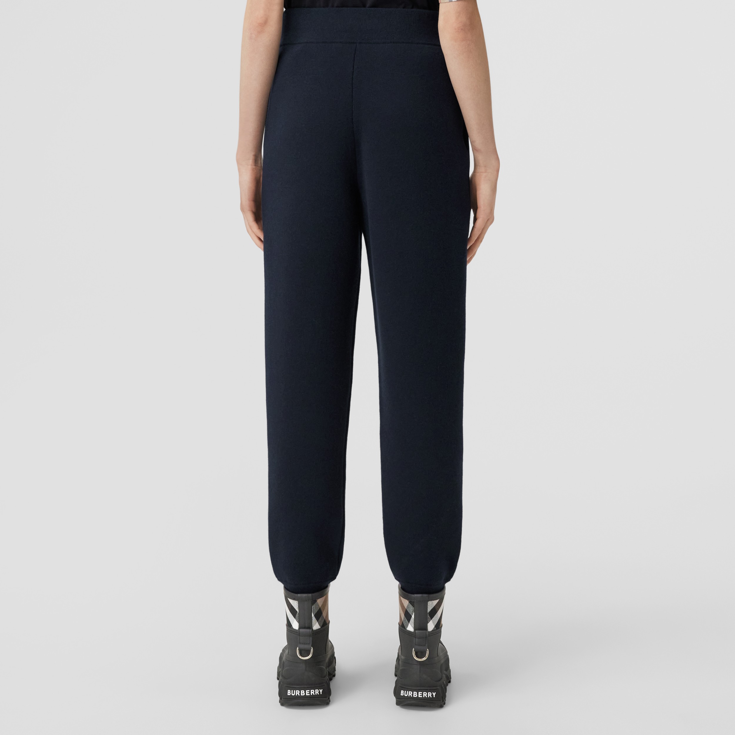 Embroidered Logo Cashmere Jogging Pants in Dark Charcoal Blue - Women | Burberry® Official - 3