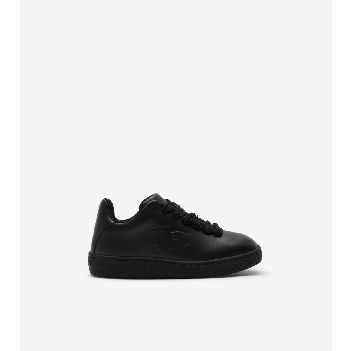 Shop Burberry Leather Box Sneakers In Black