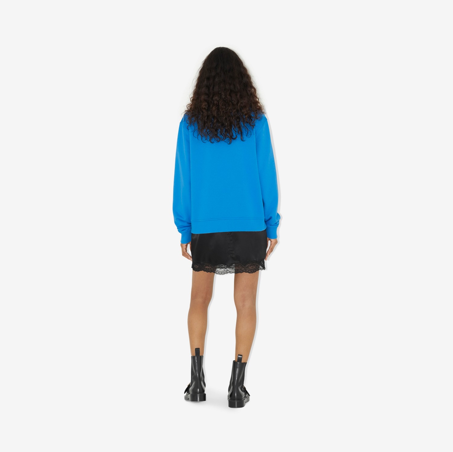 Embroidered Oak Leaf Crest Cotton Sweatshirt in Vivid Blue - Women | Burberry® Official
